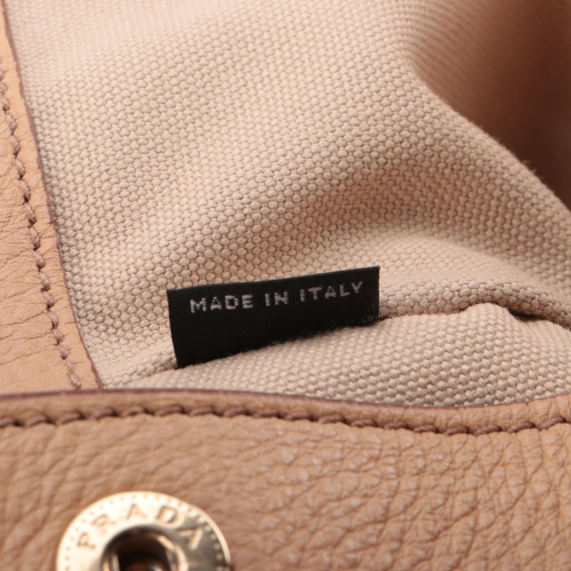 Prada Two-Way Tote in Nude Vitello Daino Leather