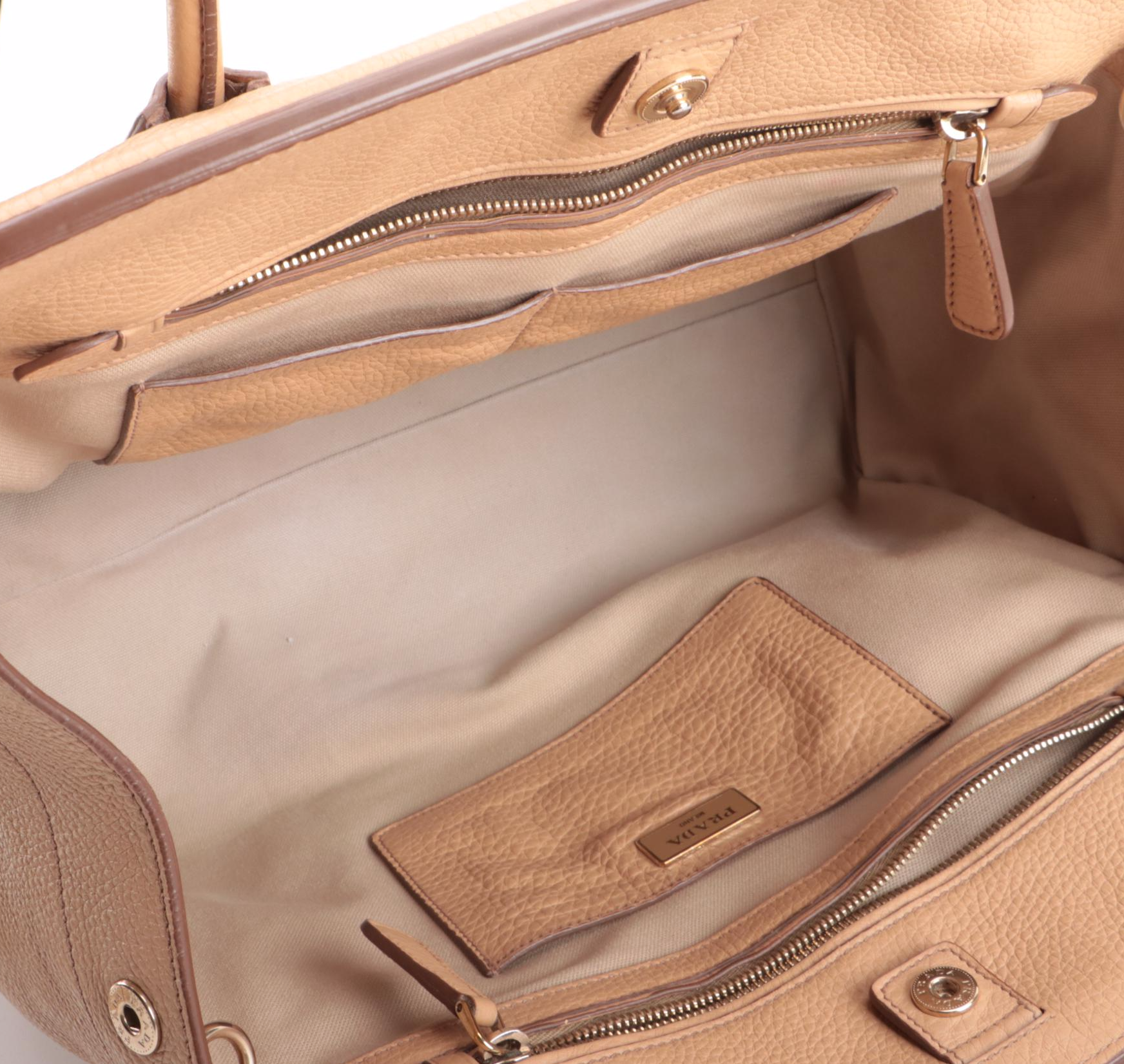 Prada Two-Way Tote in Nude Vitello Daino Leather