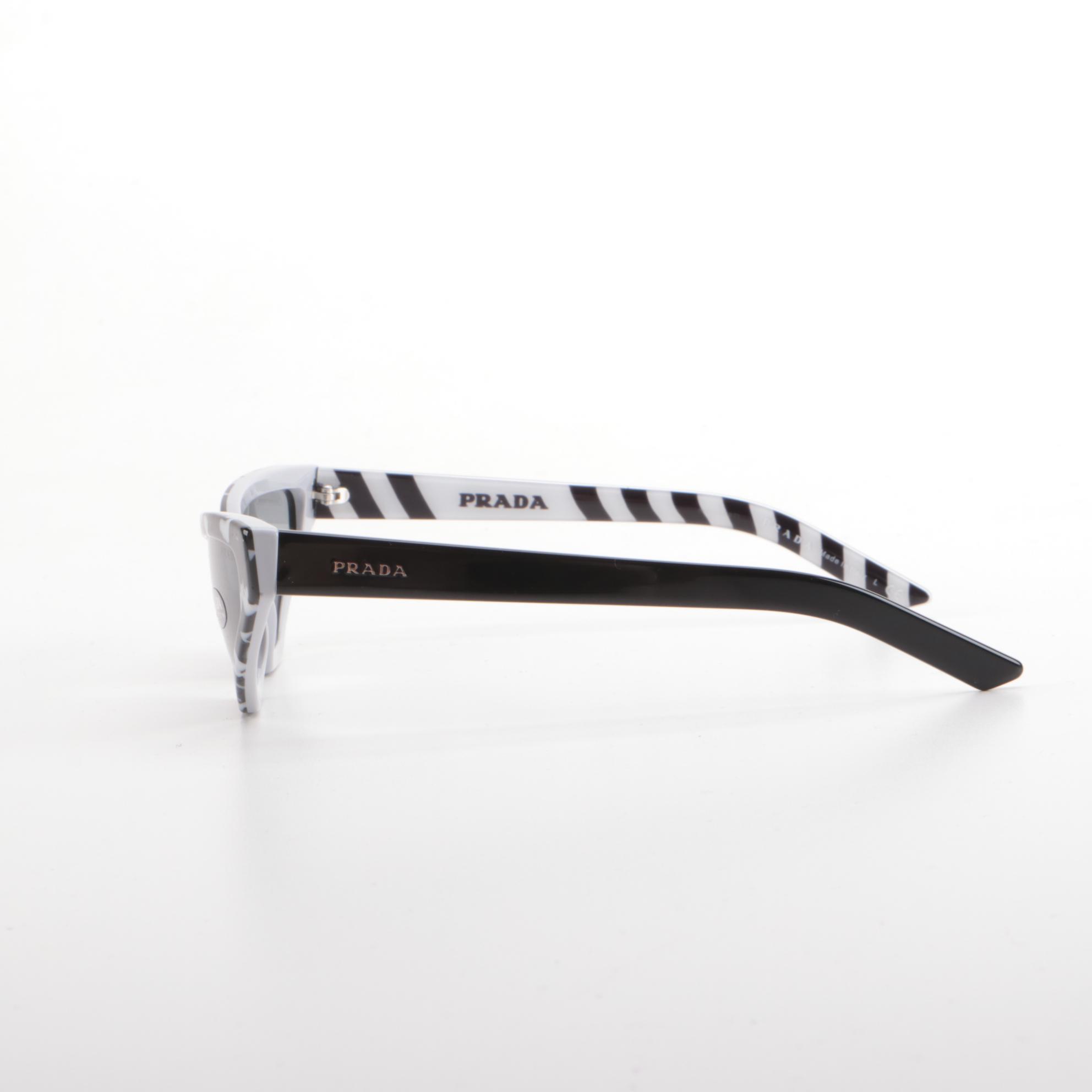 Prada SPR12V Black and White Camouflage Butterfly Sunglasses with Case and Box