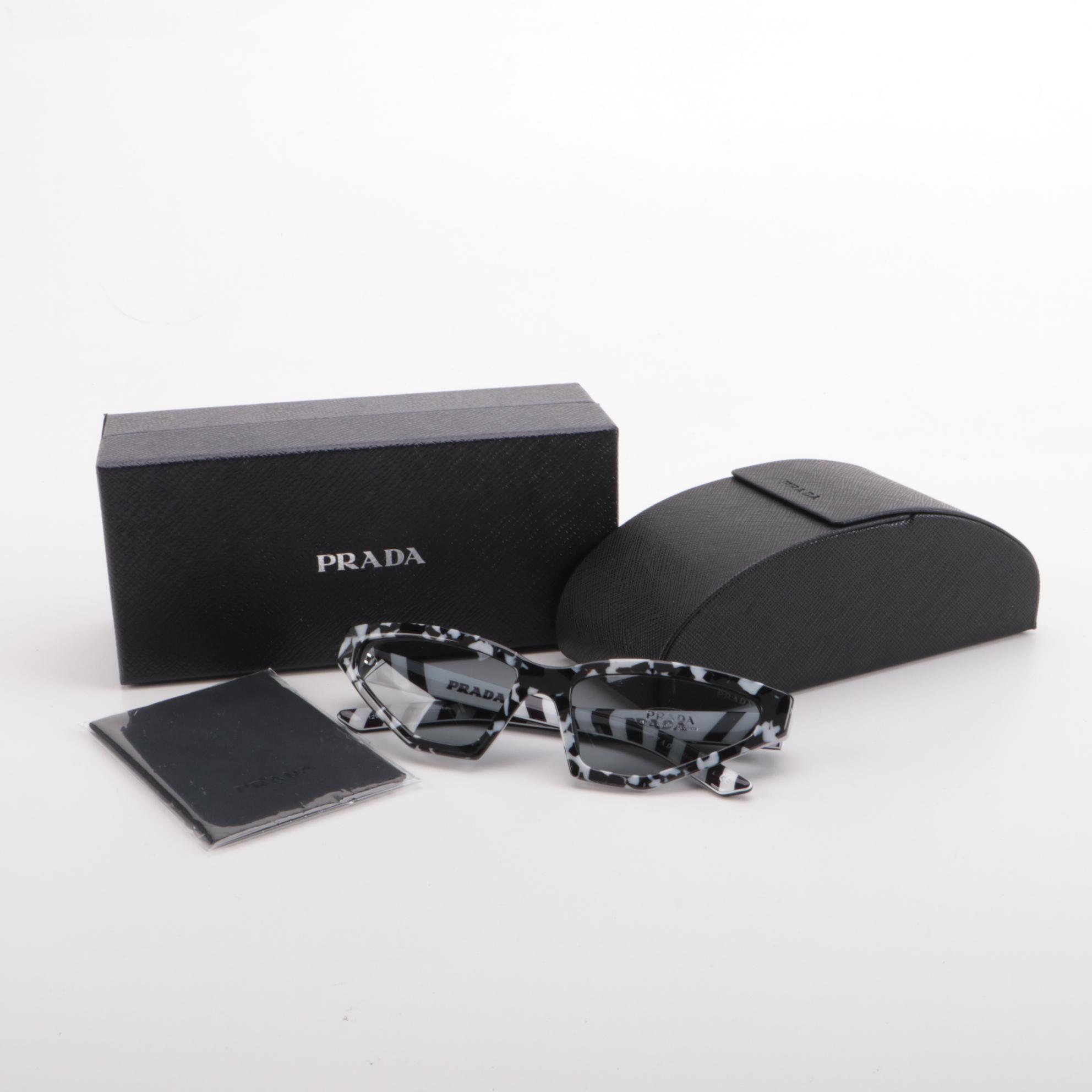 Prada SPR12V Black and White Camouflage Butterfly Sunglasses with Case and Box