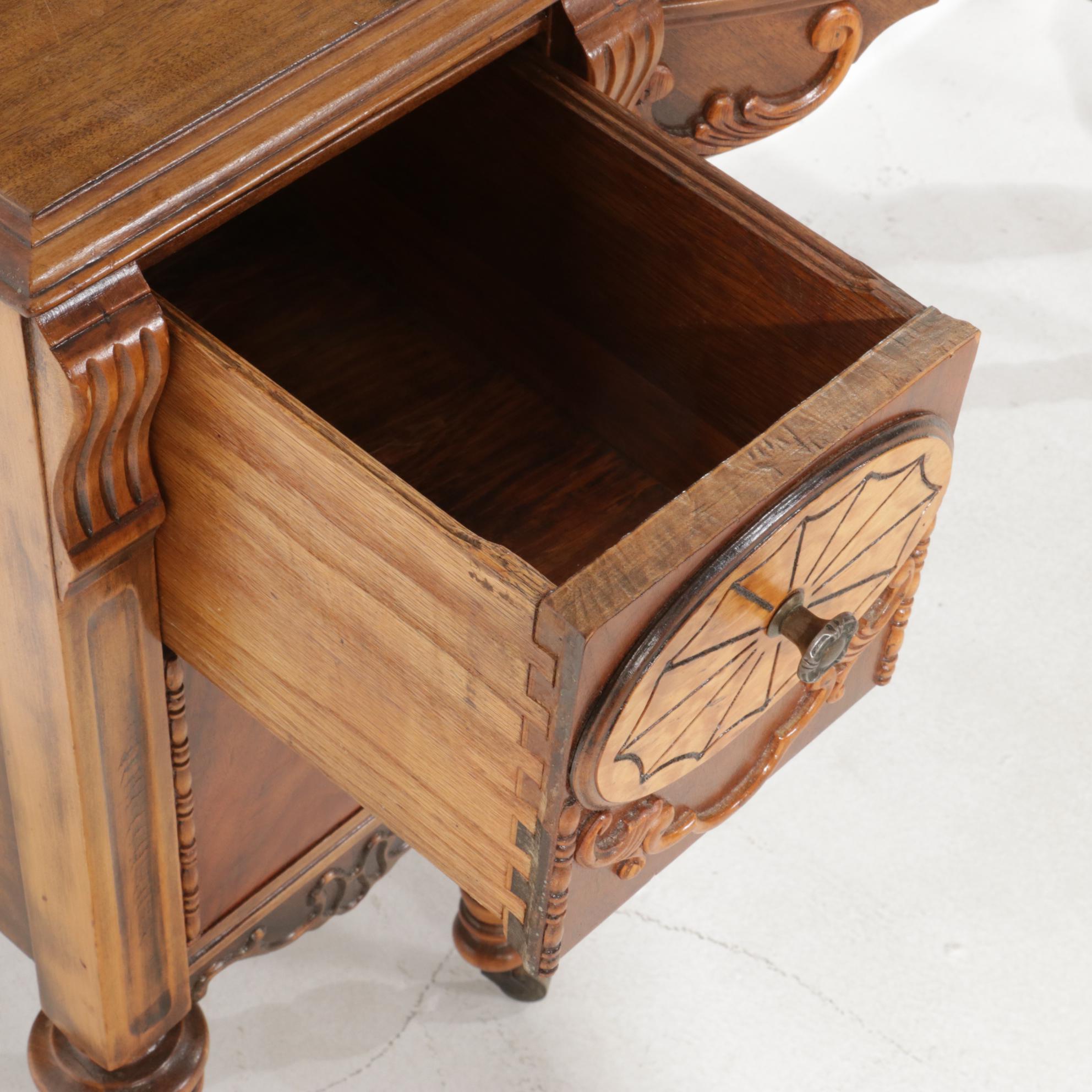 Art Deco Vanity Table with Mirror and Stool, Early to Mid 20th Century
