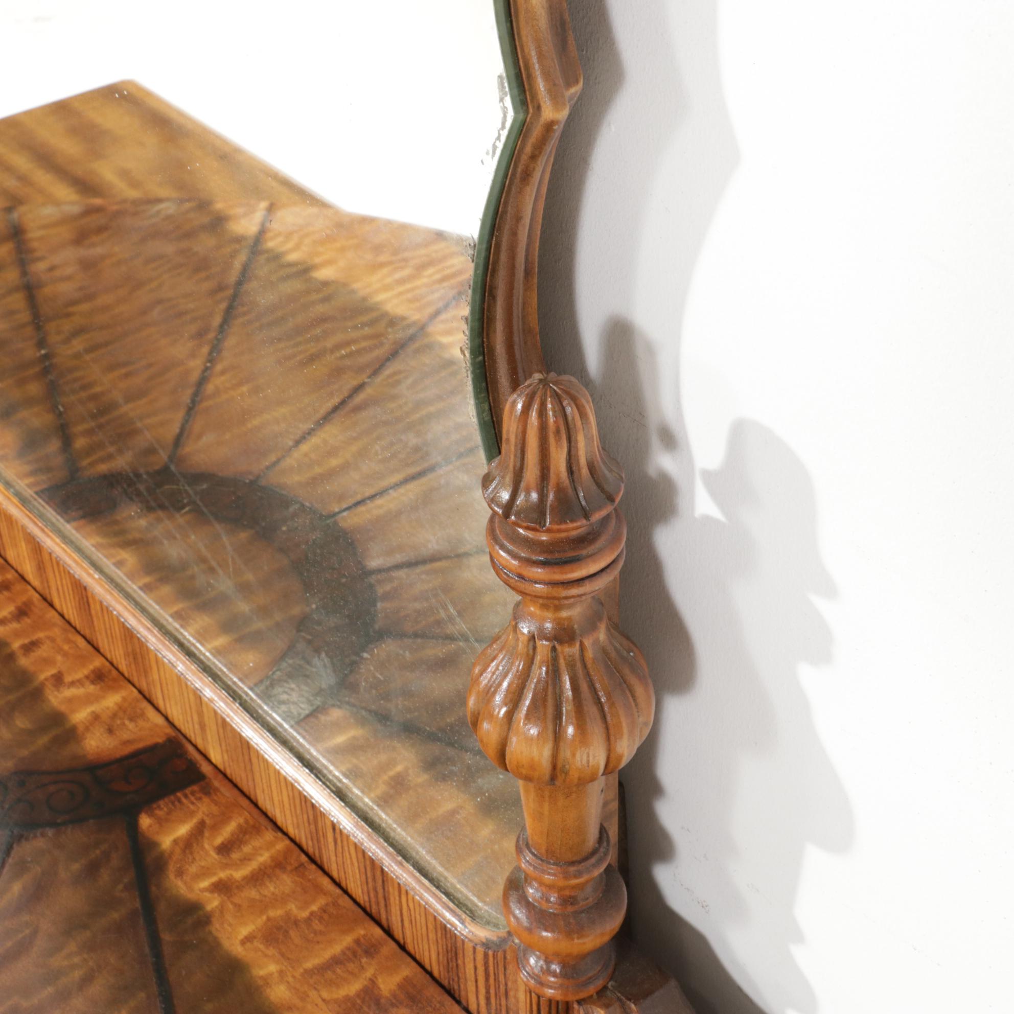 Art Deco Vanity Table with Mirror and Stool, Early to Mid 20th Century