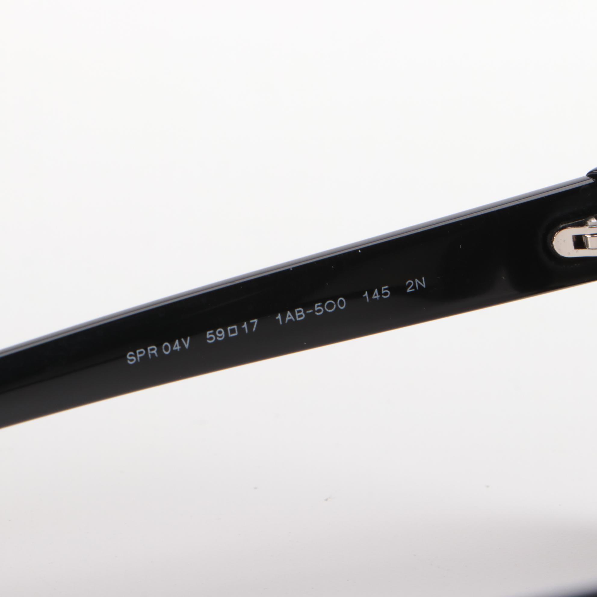 Prada SPR04V Black Rectangular Sunglasses with Case and Box