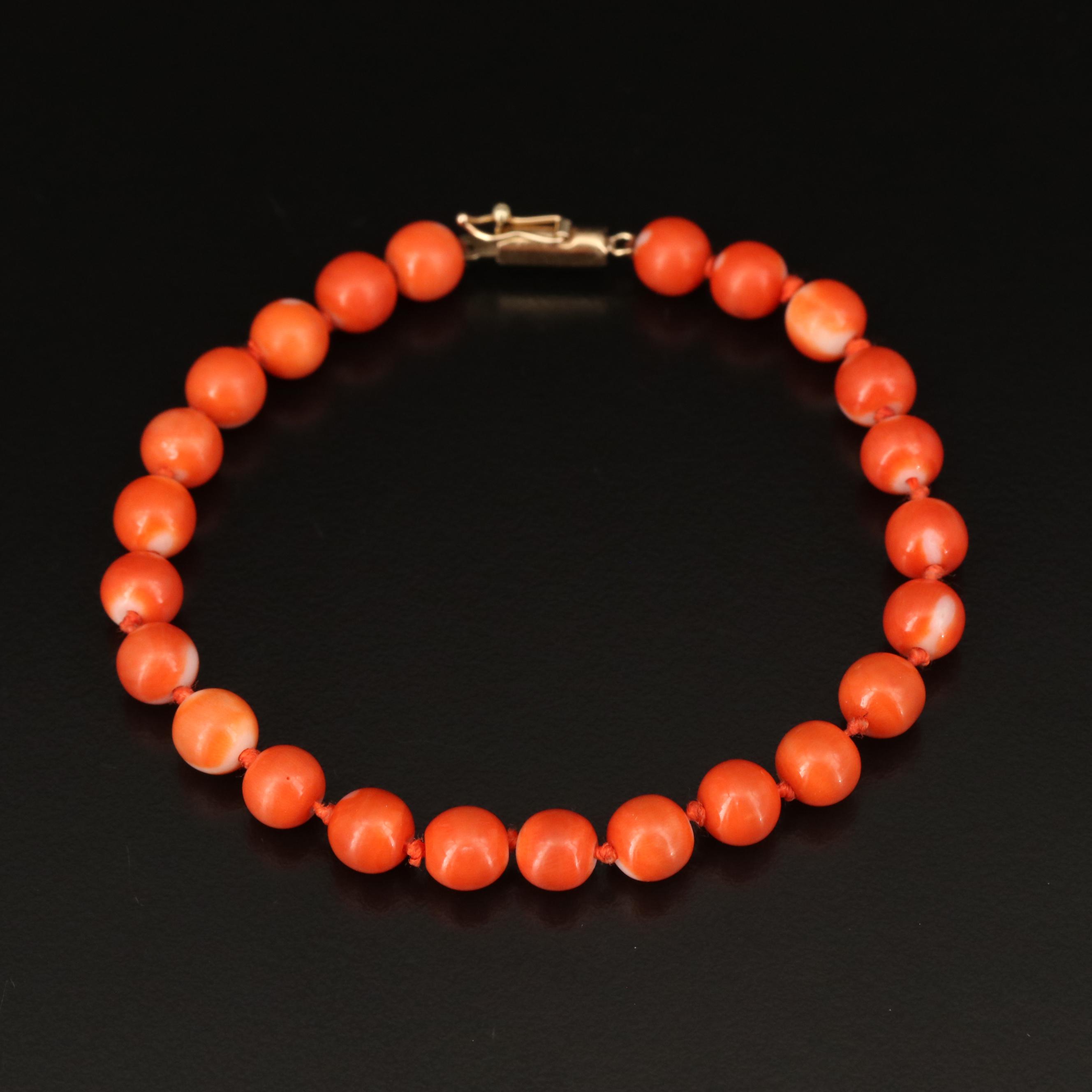 14K Coral Beaded Bracelet