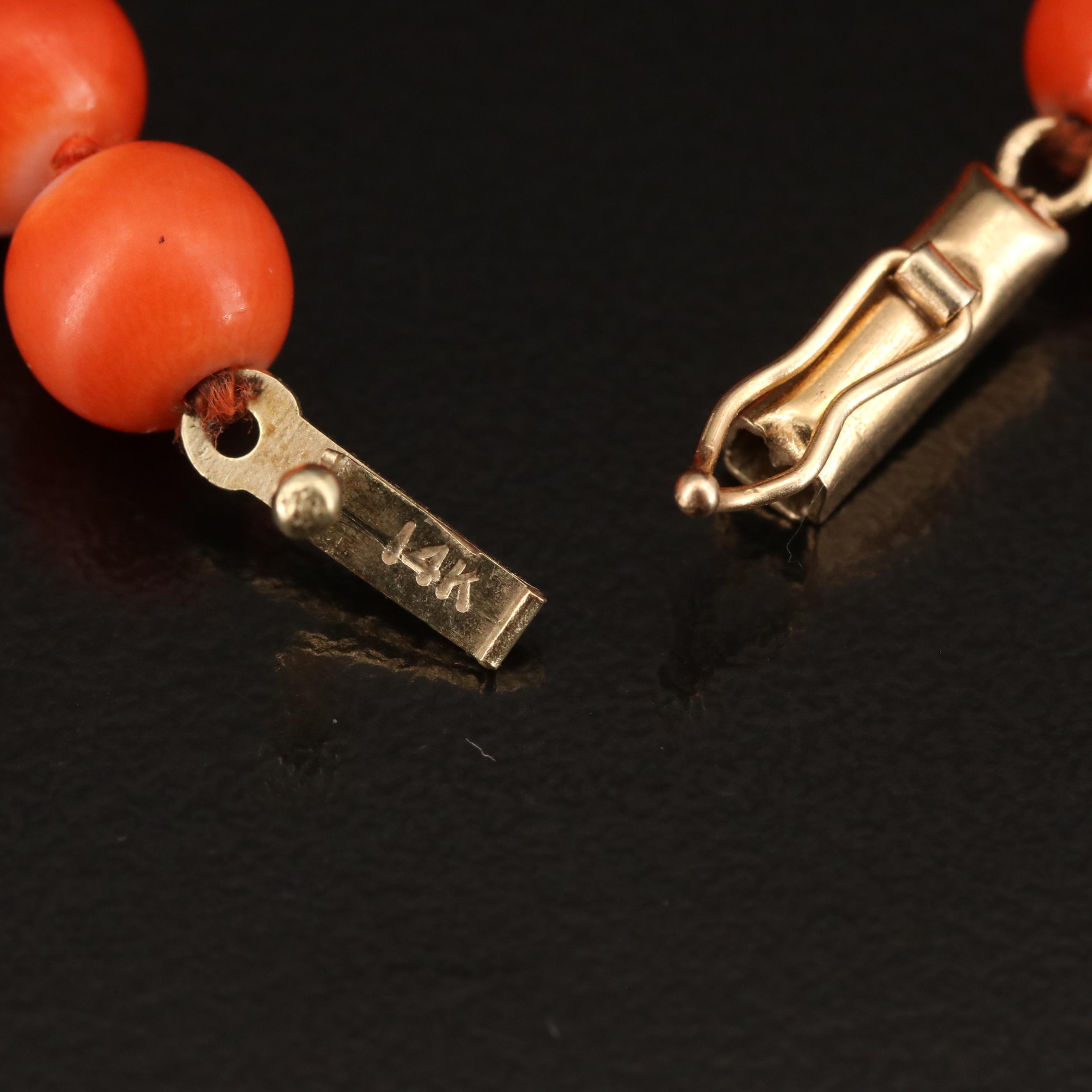 14K Coral Beaded Bracelet