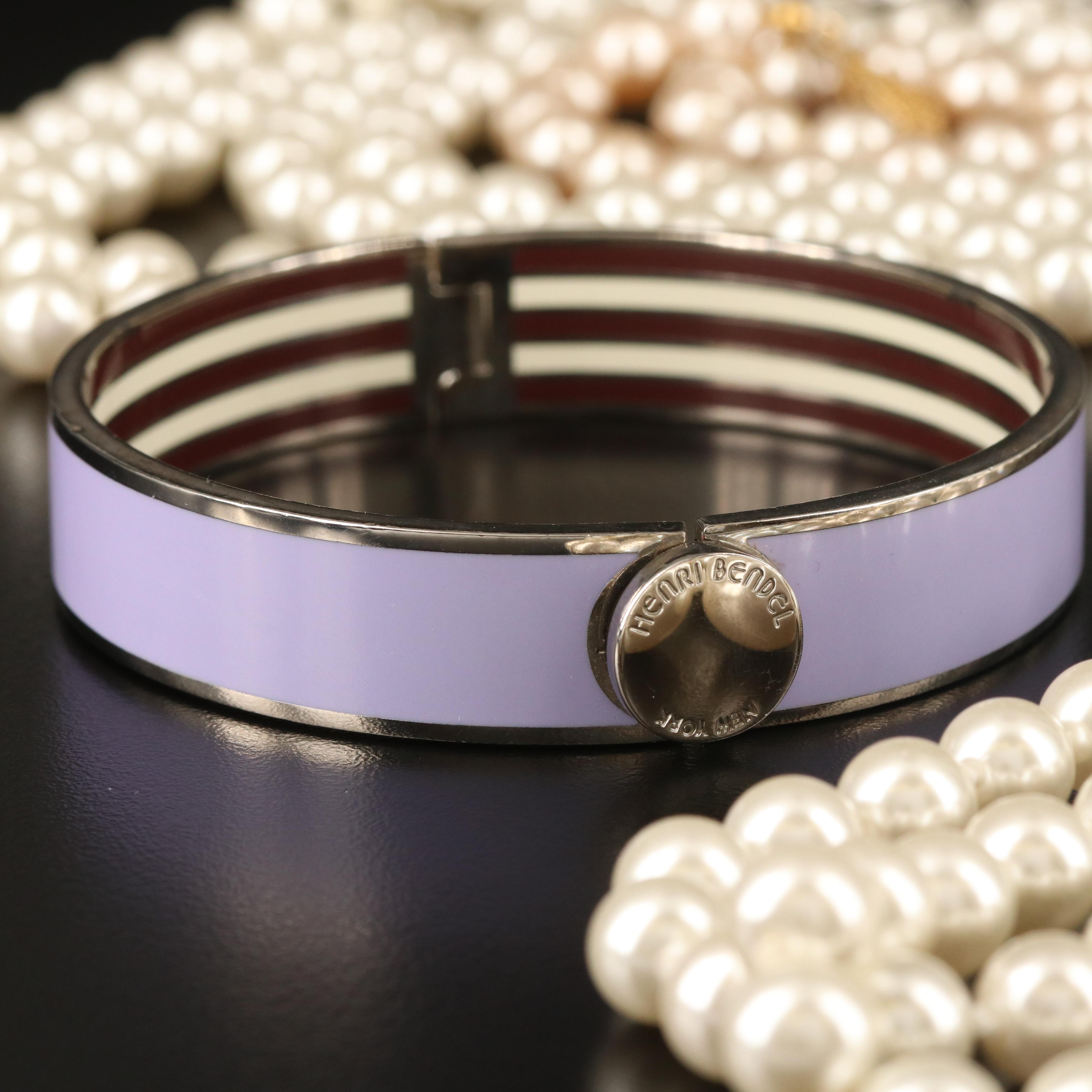 Henri Bendel Faux Pearl Necklace and Enamel Bangle with Tory Burch Cuff