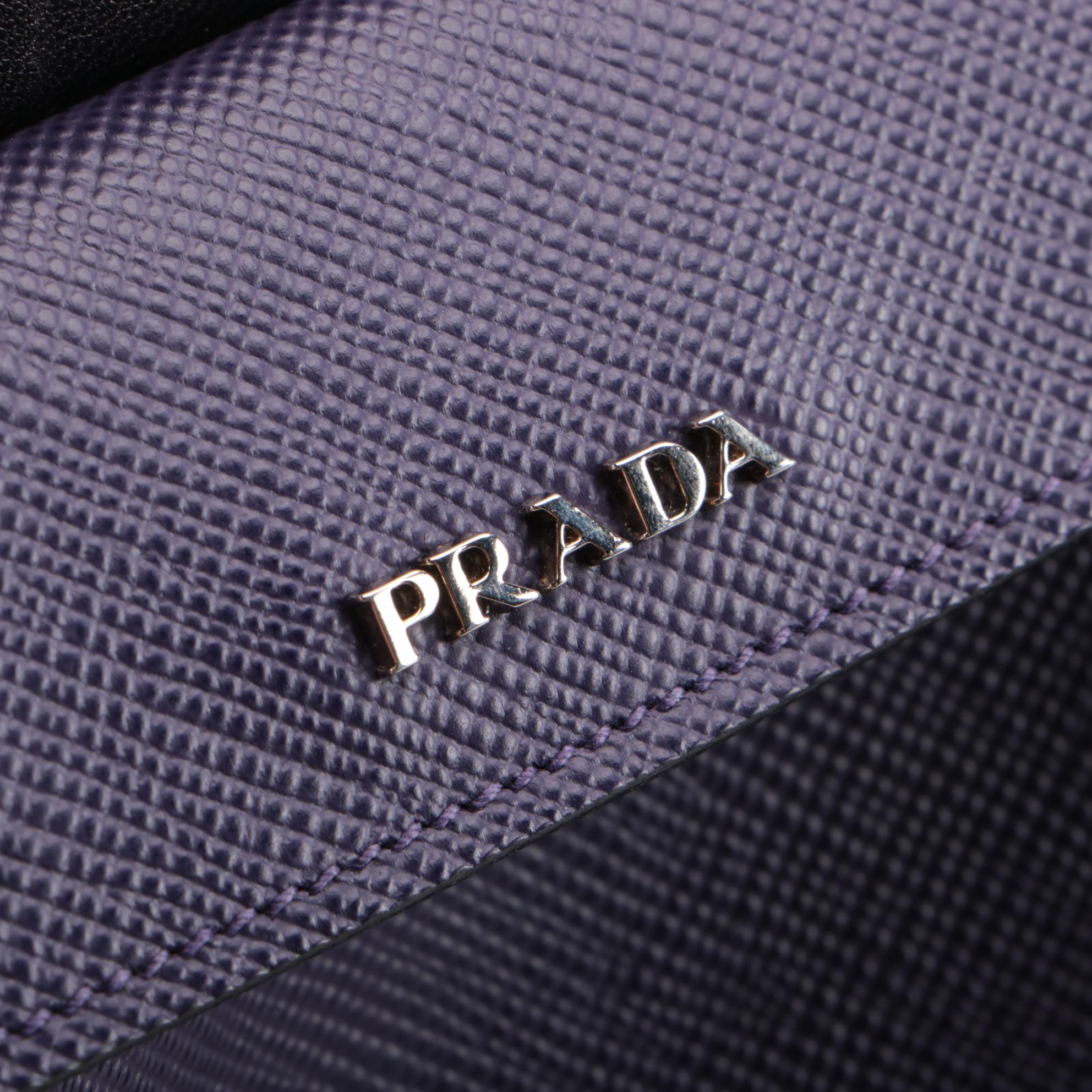 Prada Medium Half-Flap Satchel Bag in Purple Saffiano Leather