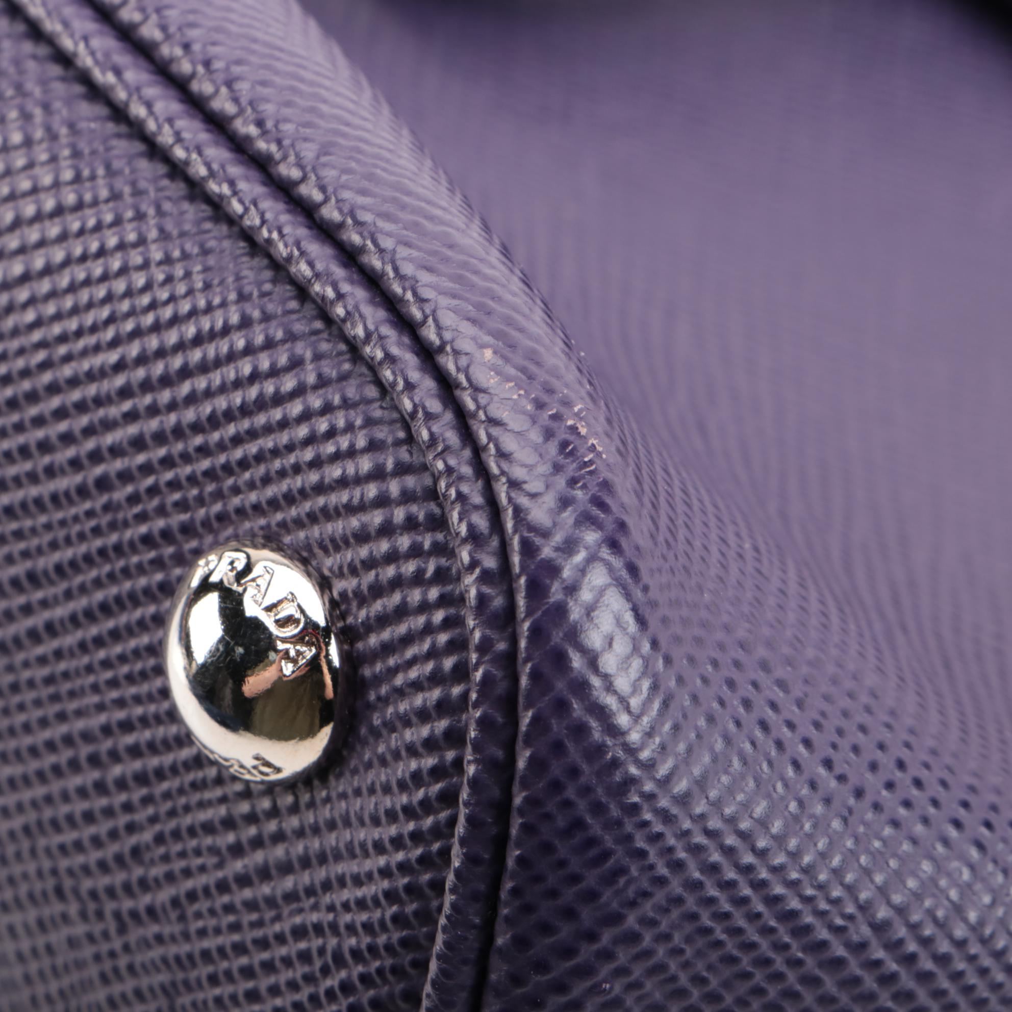 Prada Medium Half-Flap Satchel Bag in Purple Saffiano Leather