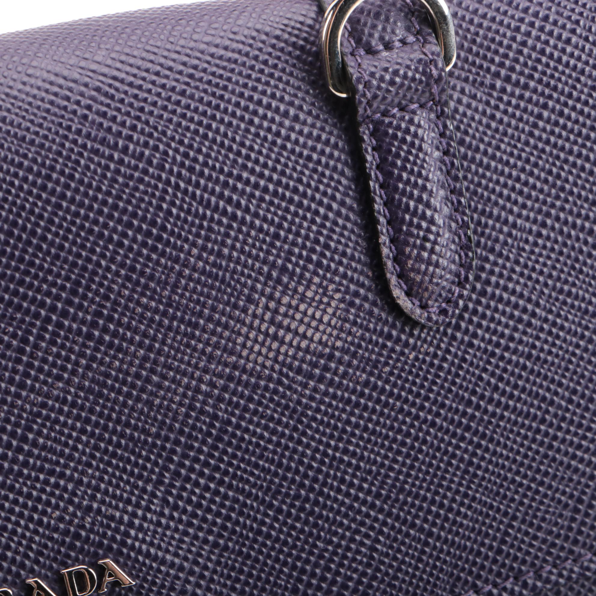 Prada Medium Half-Flap Satchel Bag in Purple Saffiano Leather