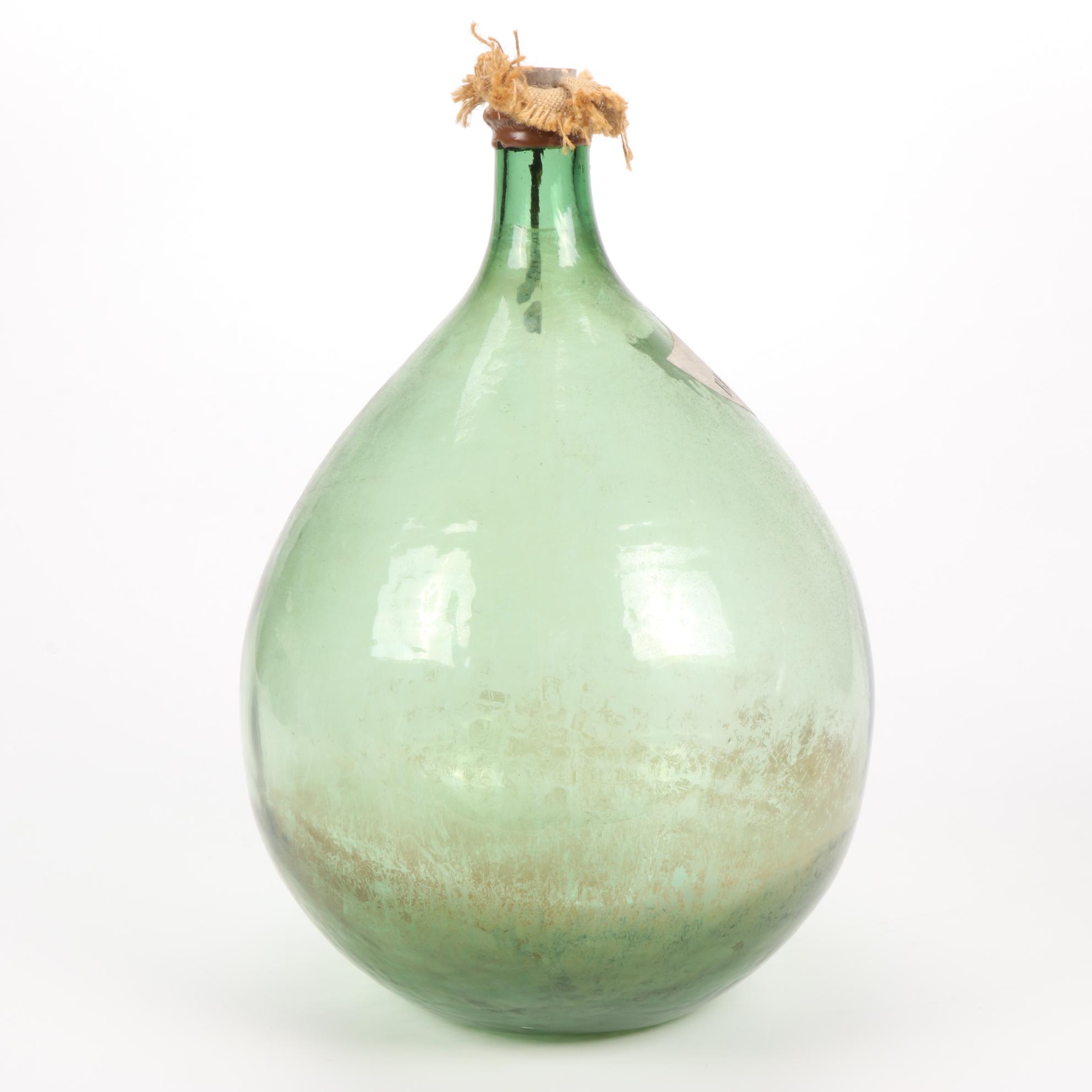 French Vin De Beaune and Vin De St. Aubin Hand Blown Glass Demijohns, Antique