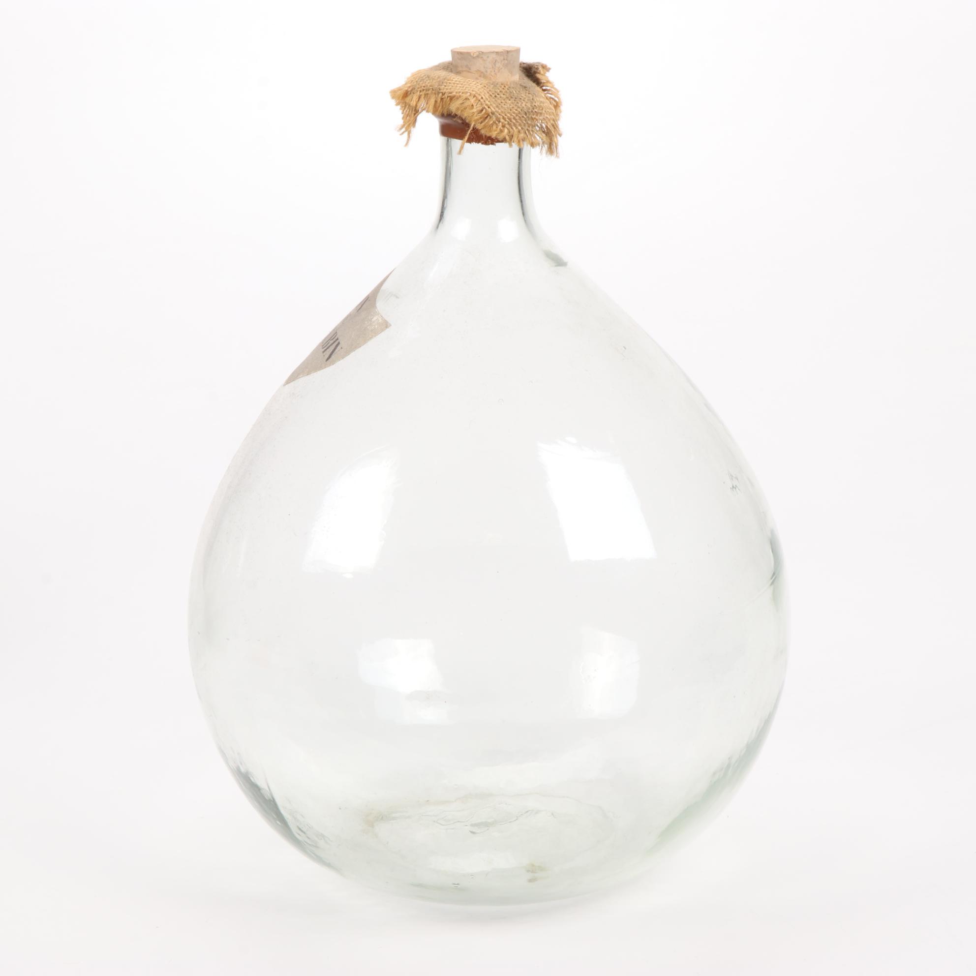 French Vin De Beaune and Vin De St. Aubin Hand Blown Glass Demijohns, Antique