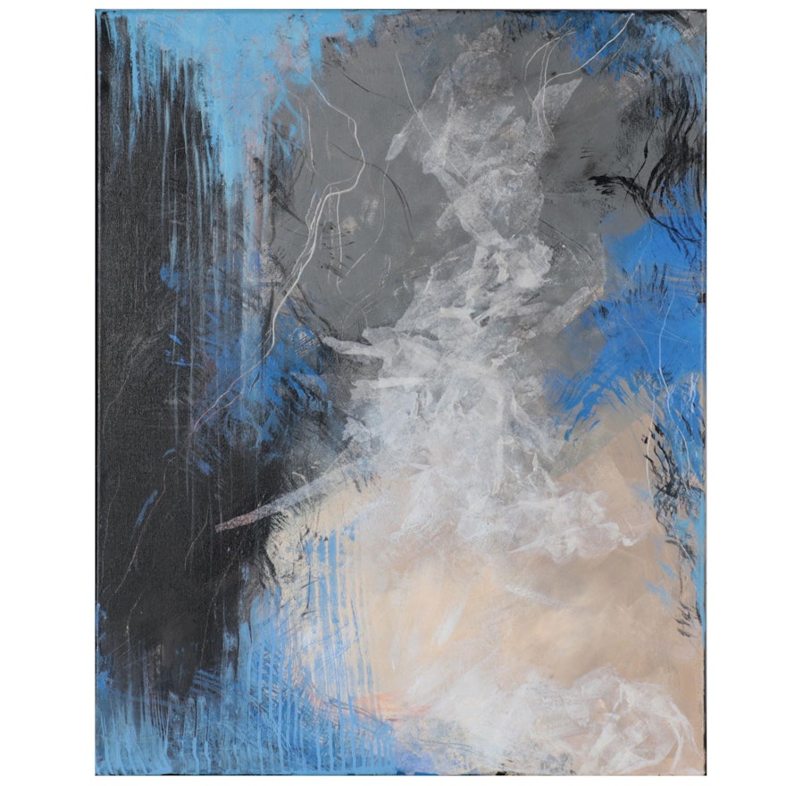 Suzanna “Sanna” Frank Abstract Acrylic Painting "Blue Field," 2021