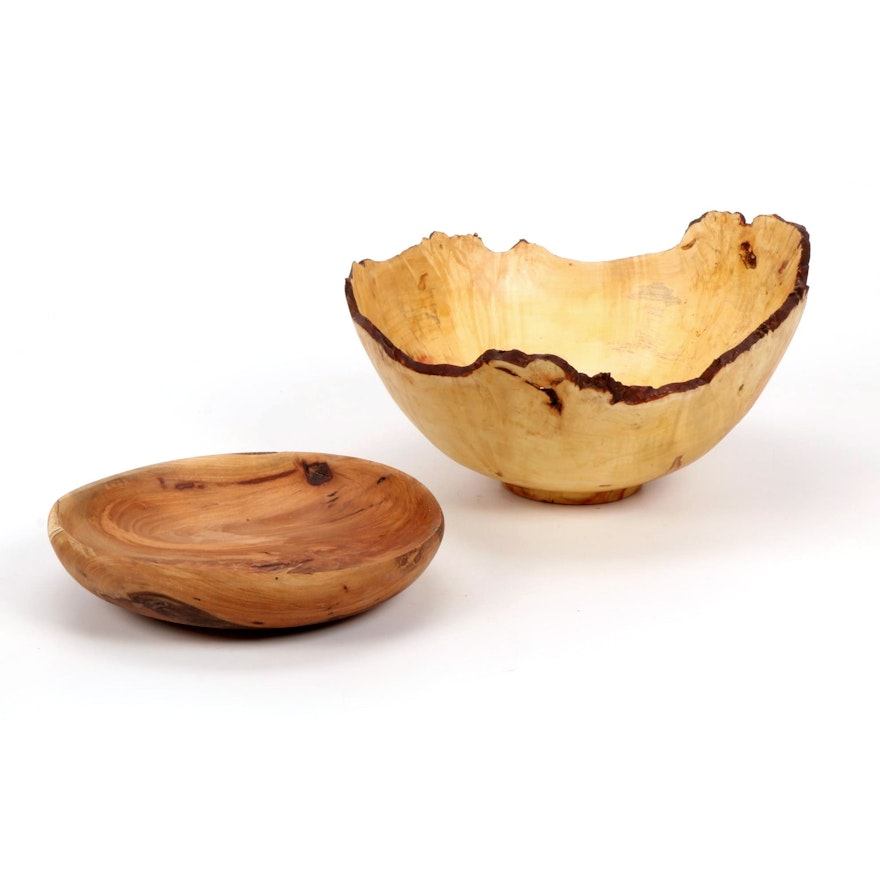 Jim Eliopulos Handcrafted Box Elder and Beech Wood Bowls