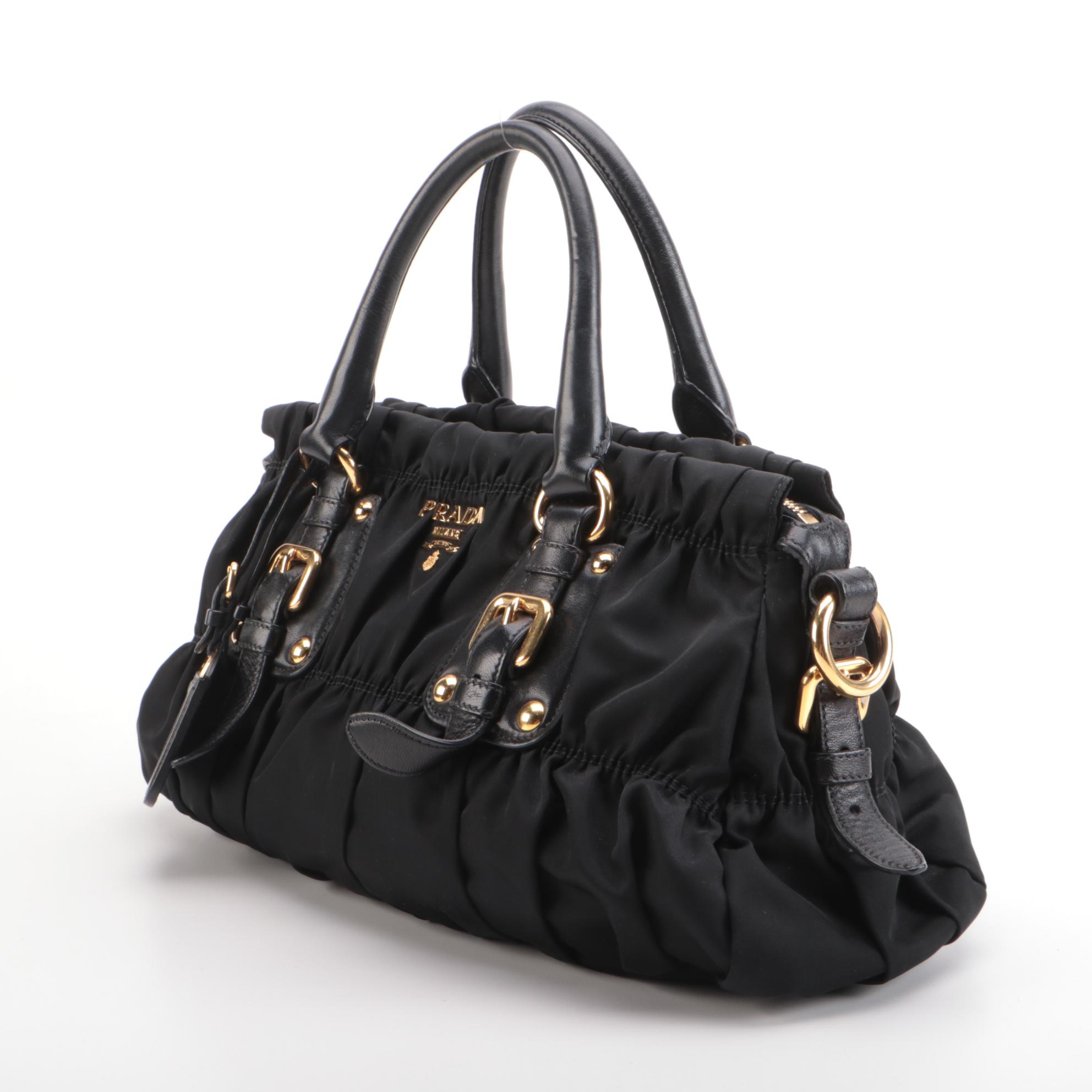 Prada Black Gaufre Tessuto Nylon Two-Way Handbag