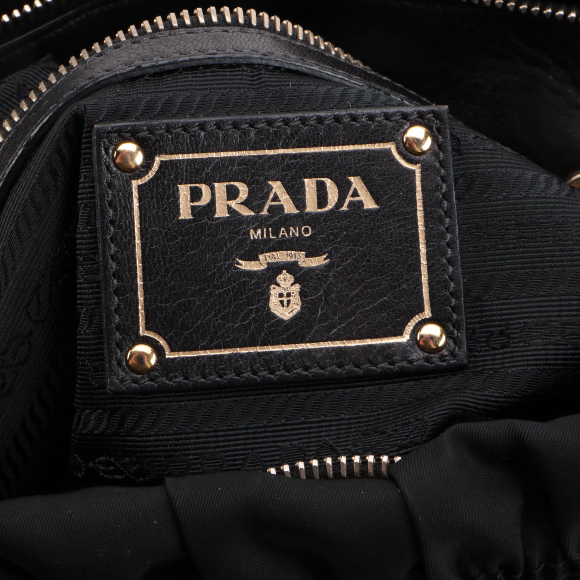Prada Black Gaufre Tessuto Nylon Two-Way Handbag