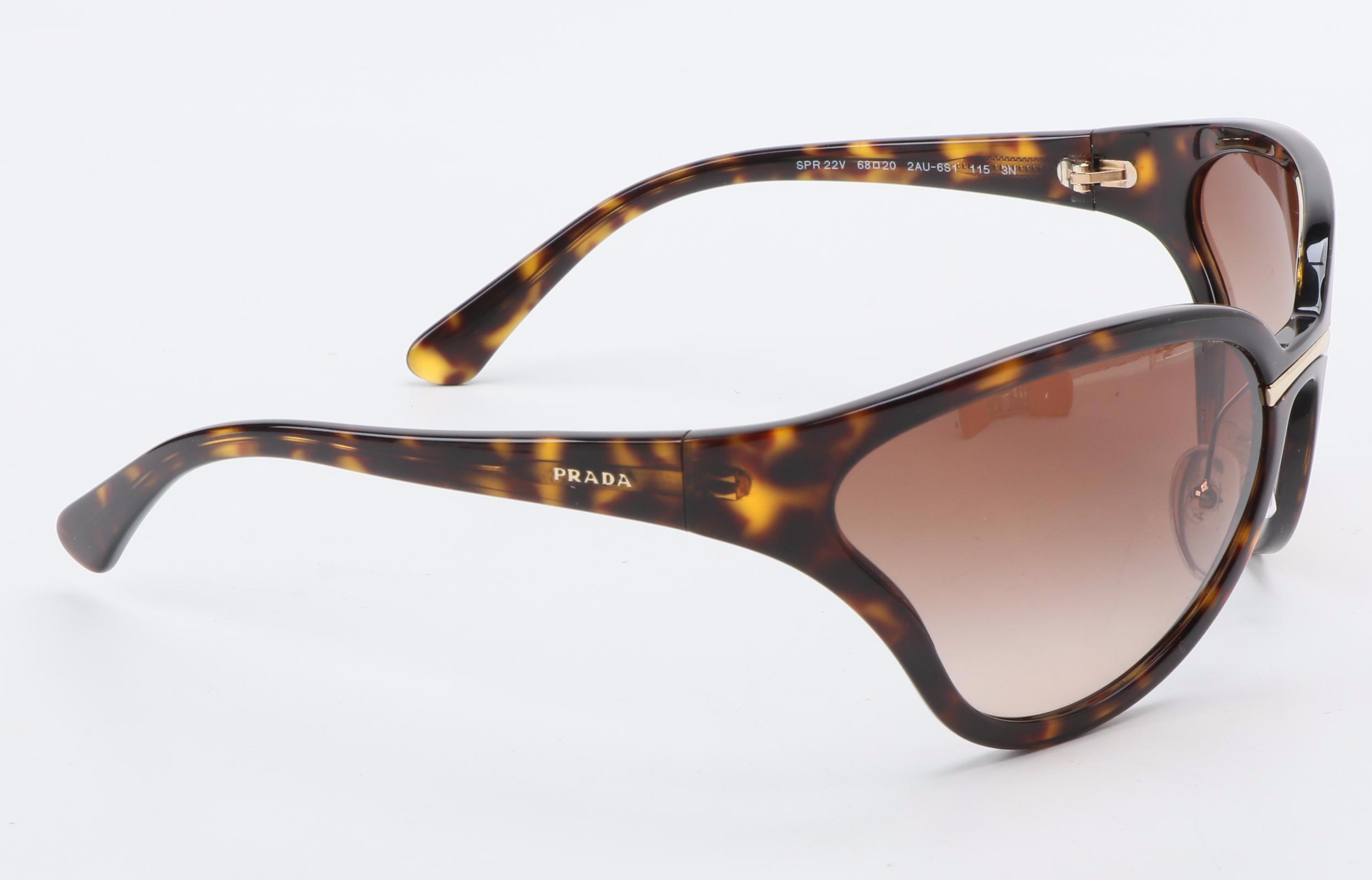 Prada SPR22V Catwalk Havana Tortoise Butterfly Sunglasses