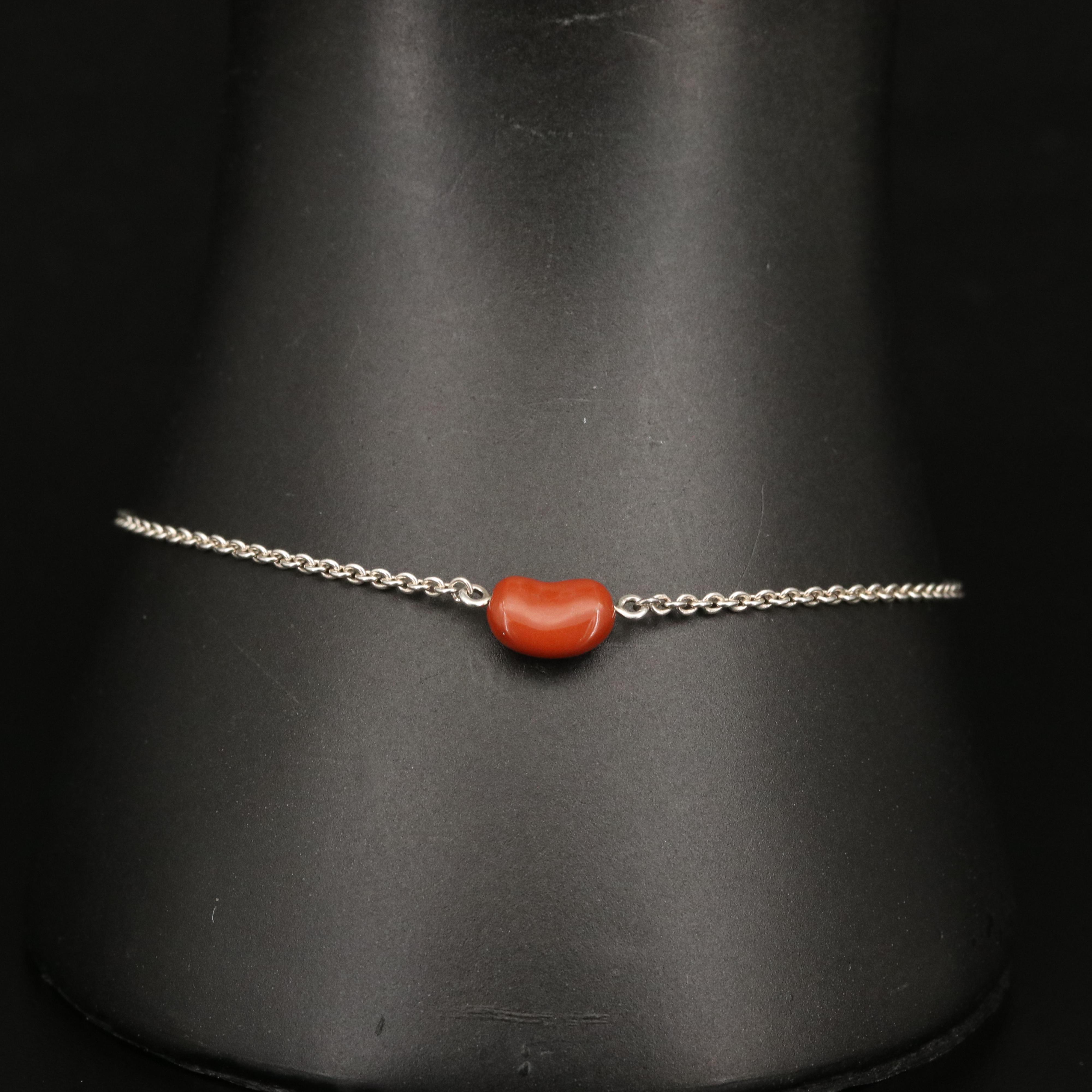 Elsa Peretti for Tiffany & Co. "Bean" Sterling Silver Red Jasper Bracelet