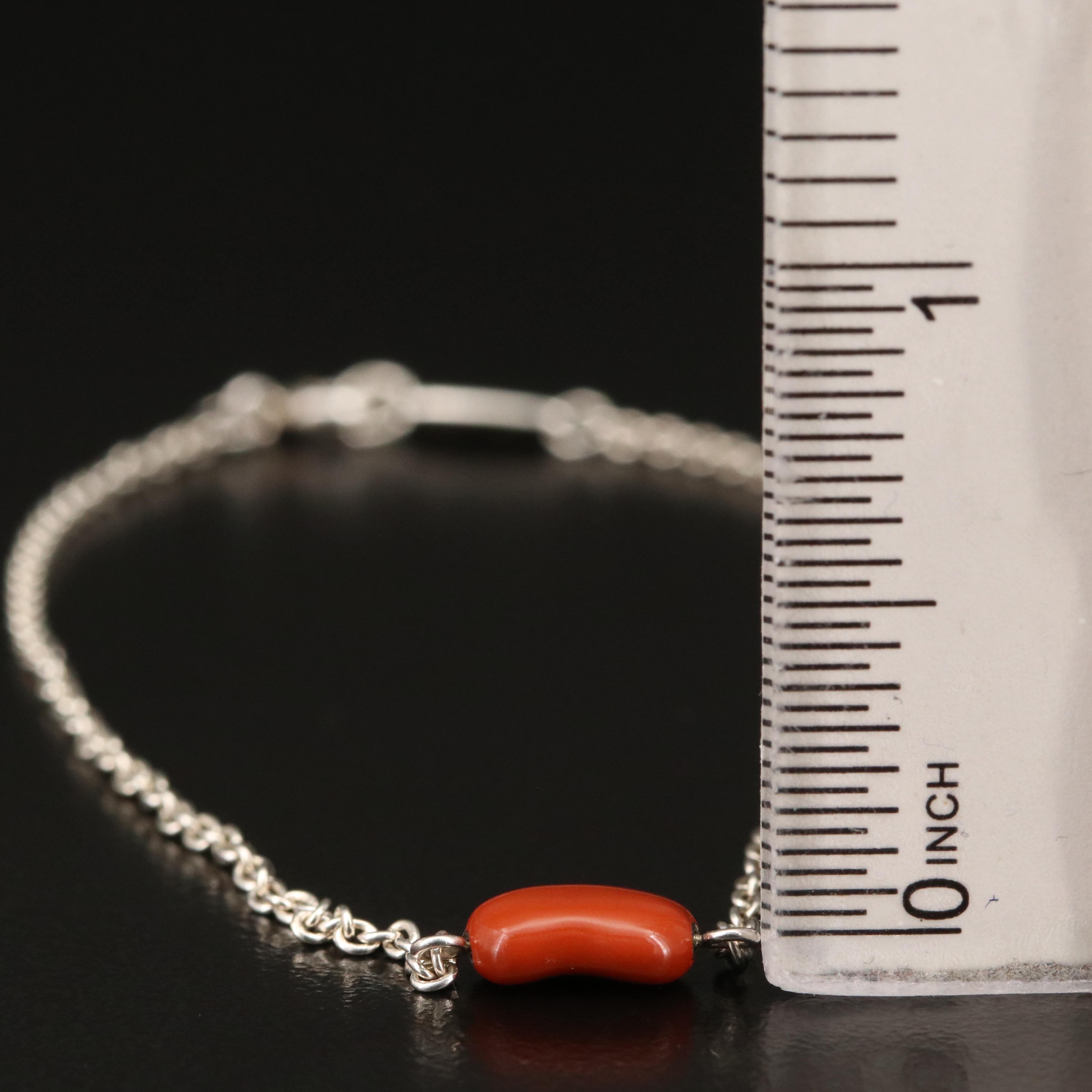 Elsa Peretti for Tiffany & Co. "Bean" Sterling Silver Red Jasper Bracelet