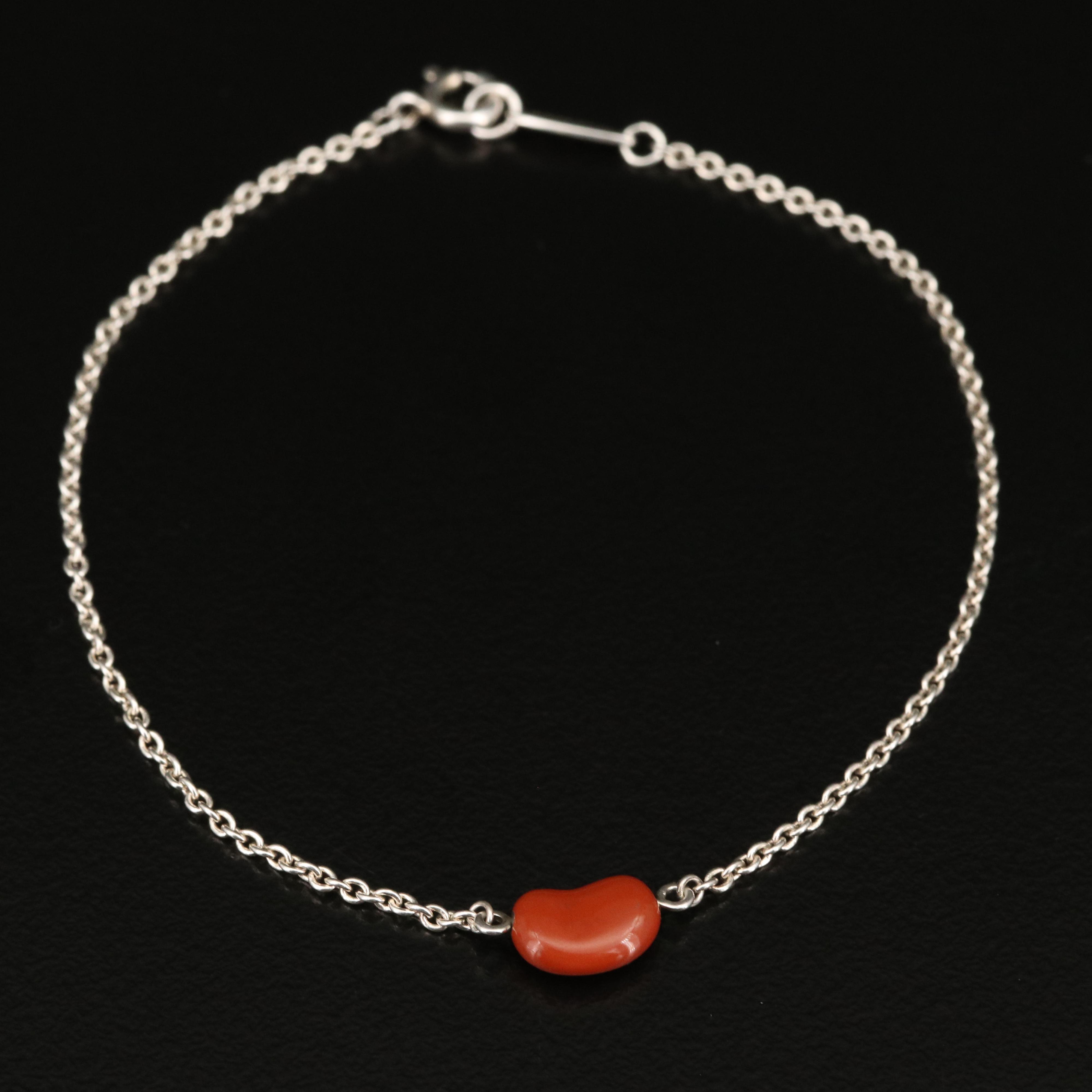 Elsa Peretti for Tiffany & Co. "Bean" Sterling Silver Red Jasper Bracelet