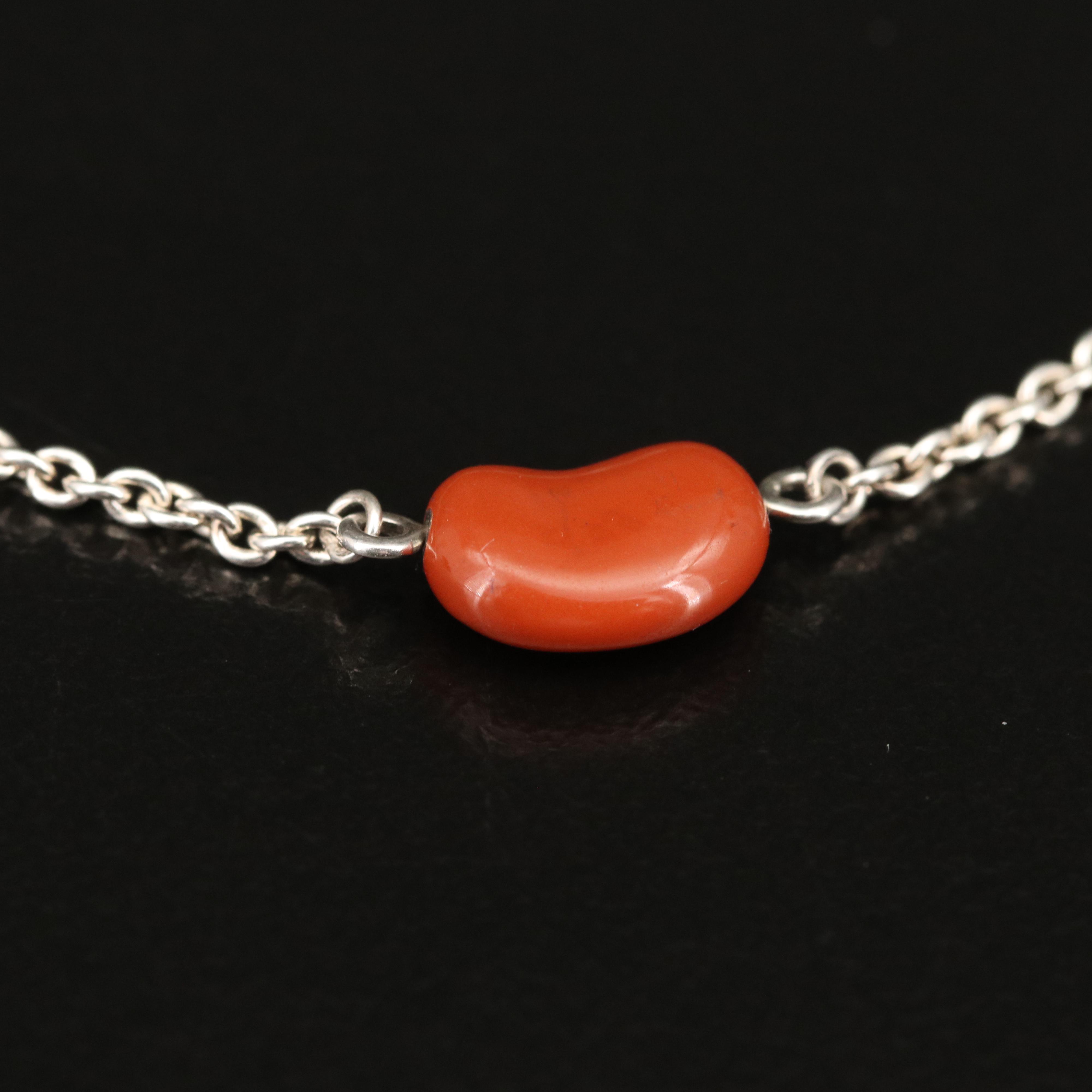 Elsa Peretti for Tiffany & Co. "Bean" Sterling Silver Red Jasper Bracelet