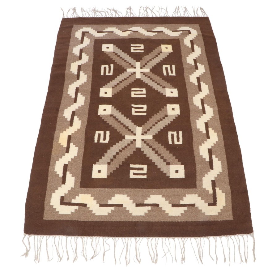 4'8 x 7'10 Handwoven Mexican Zapotec Style Wool Area Rug