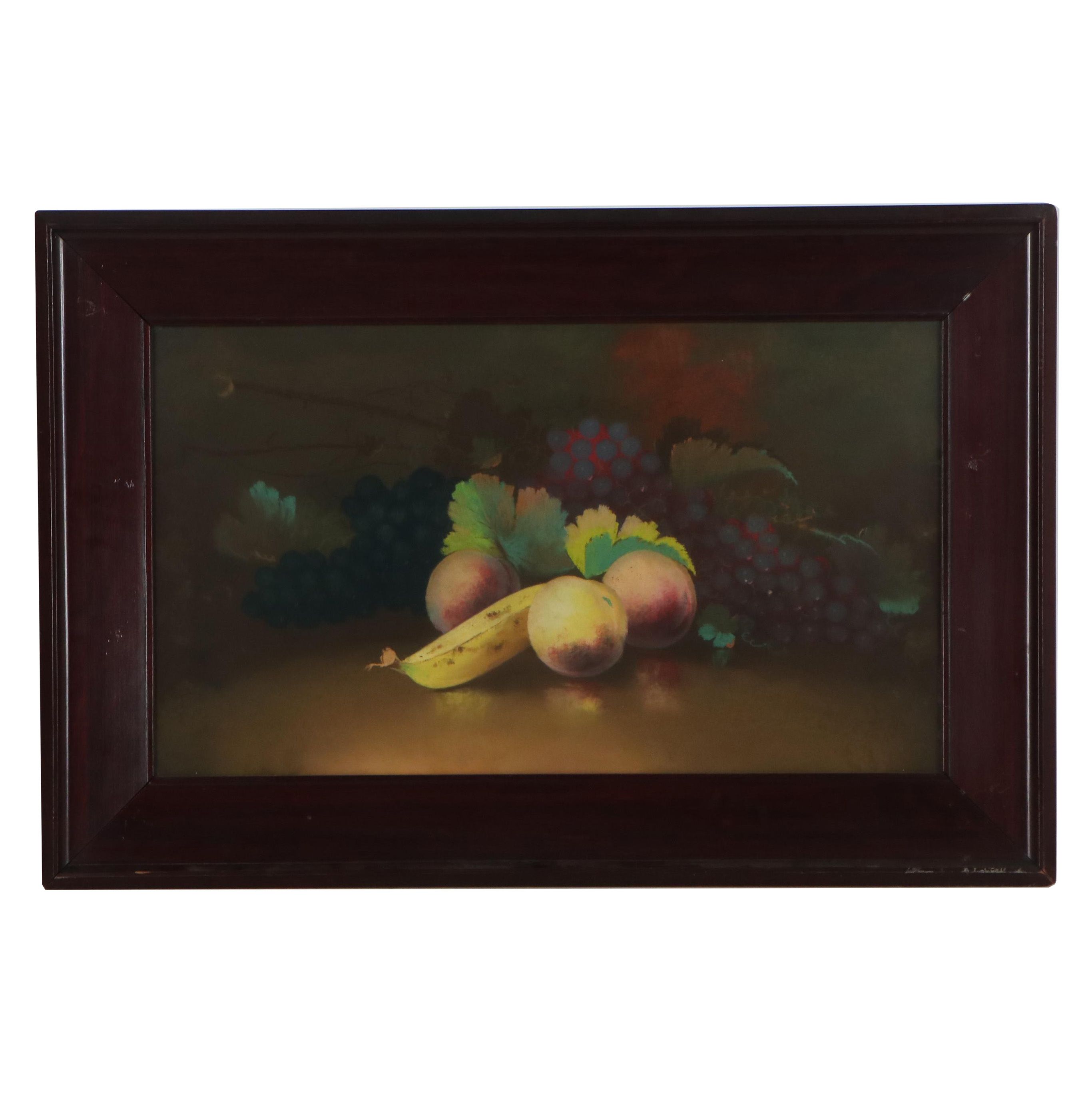 Still Life Pastel Drawing of Fruit Arrangement, circa 1920