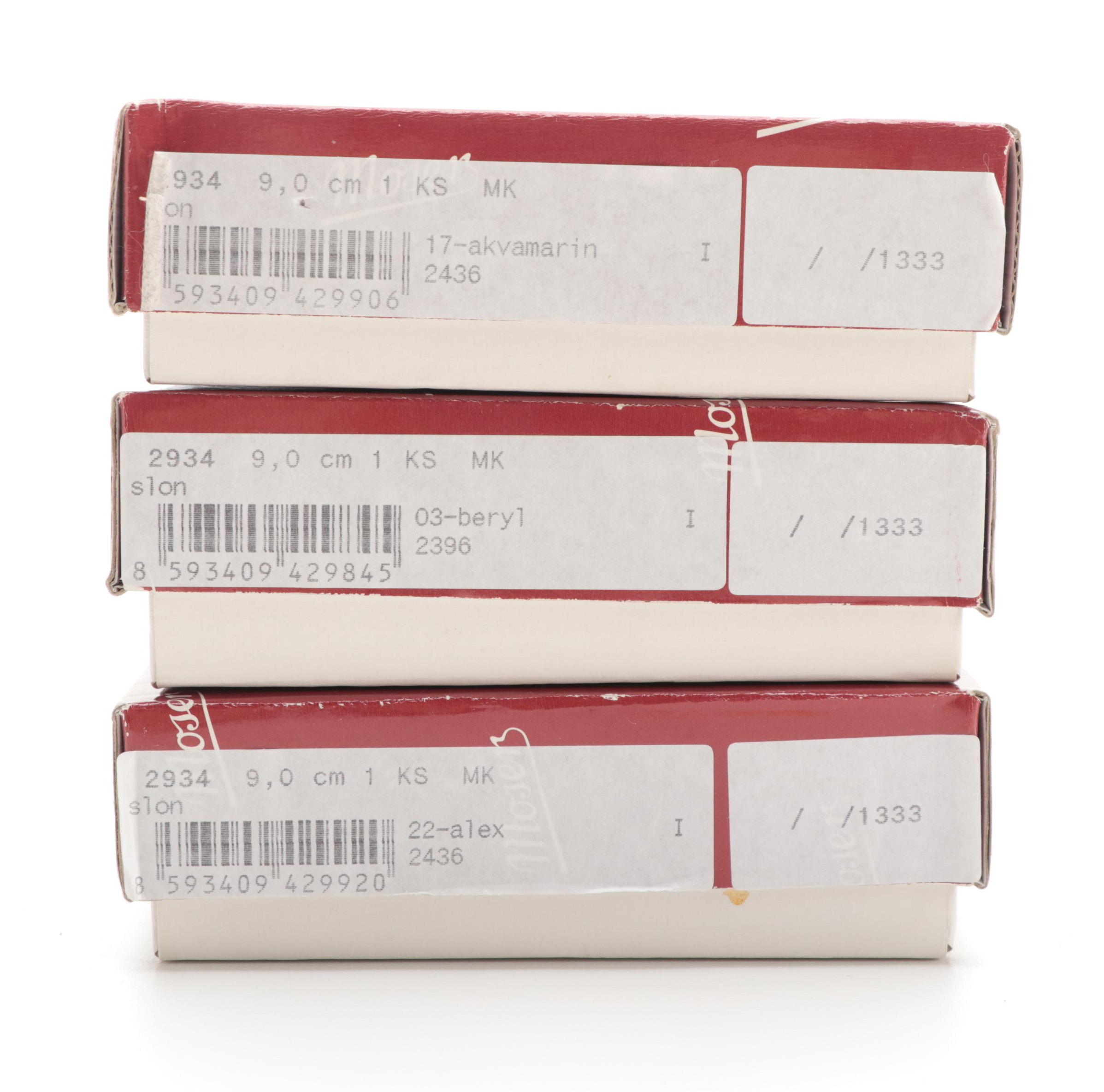 Moser Aquamarine, Beryl, and Alexandrite Crystal Elephant Figurines