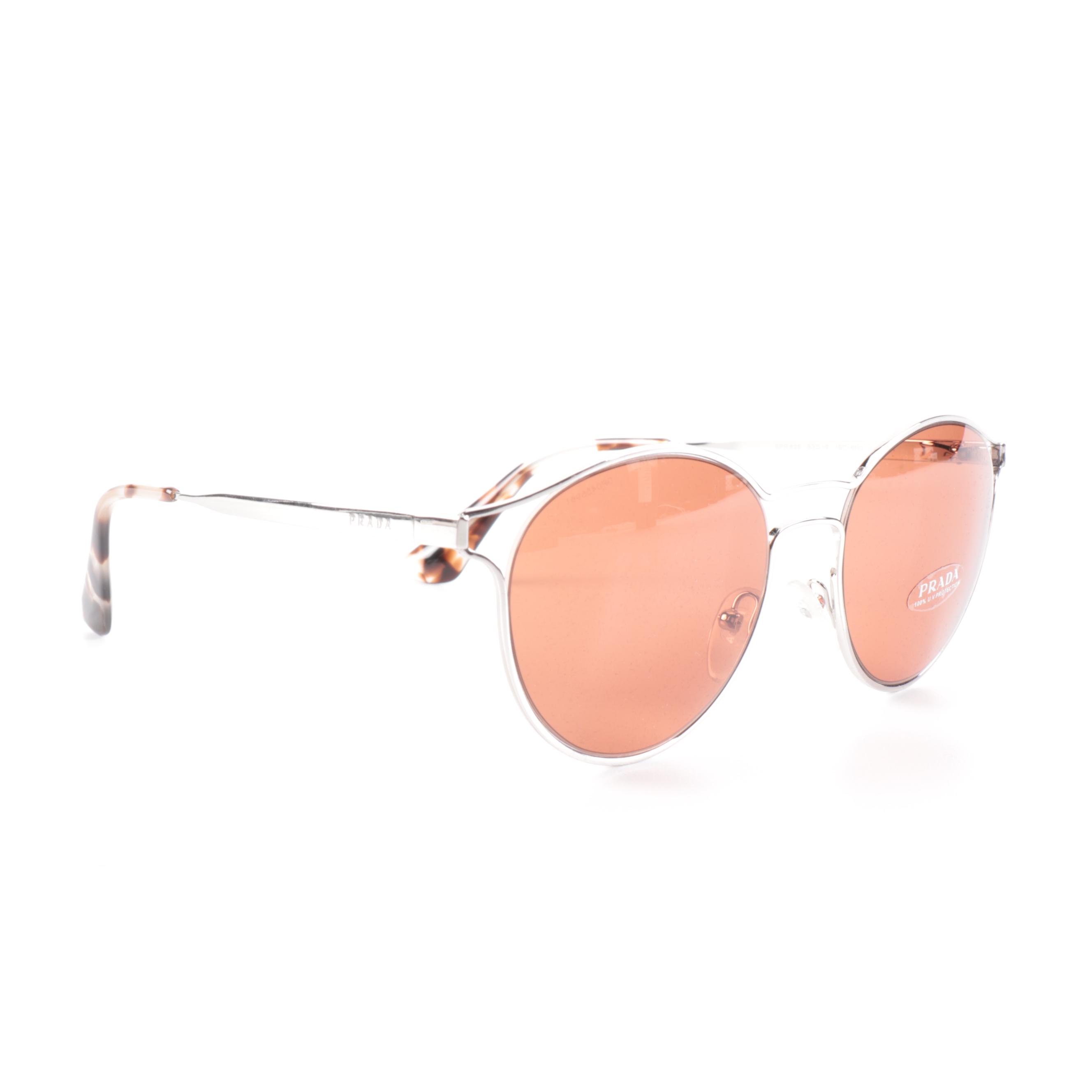 Prada SPR62S Round Metal Frame Sunglasses with Case