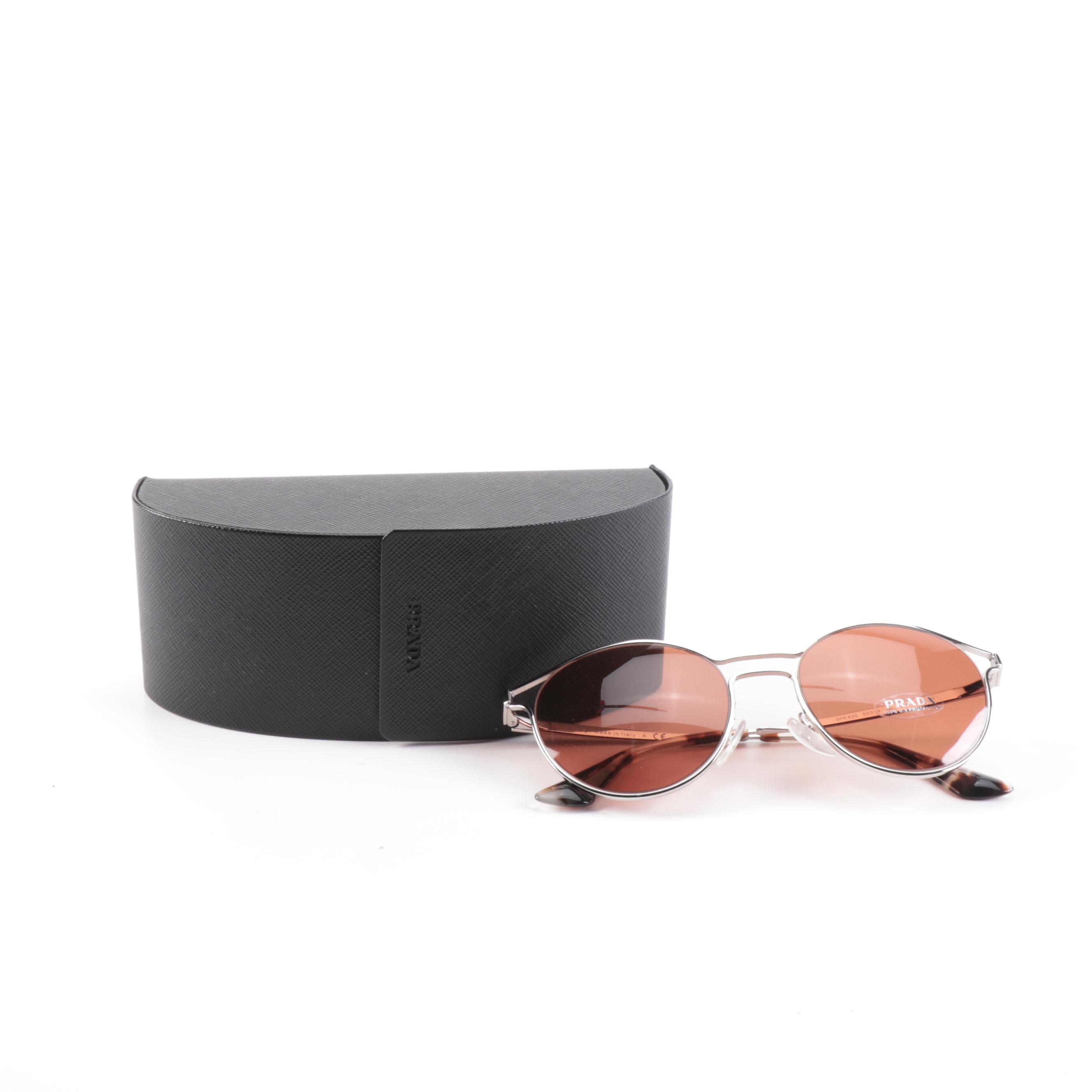 Prada SPR62S Round Metal Frame Sunglasses with Case