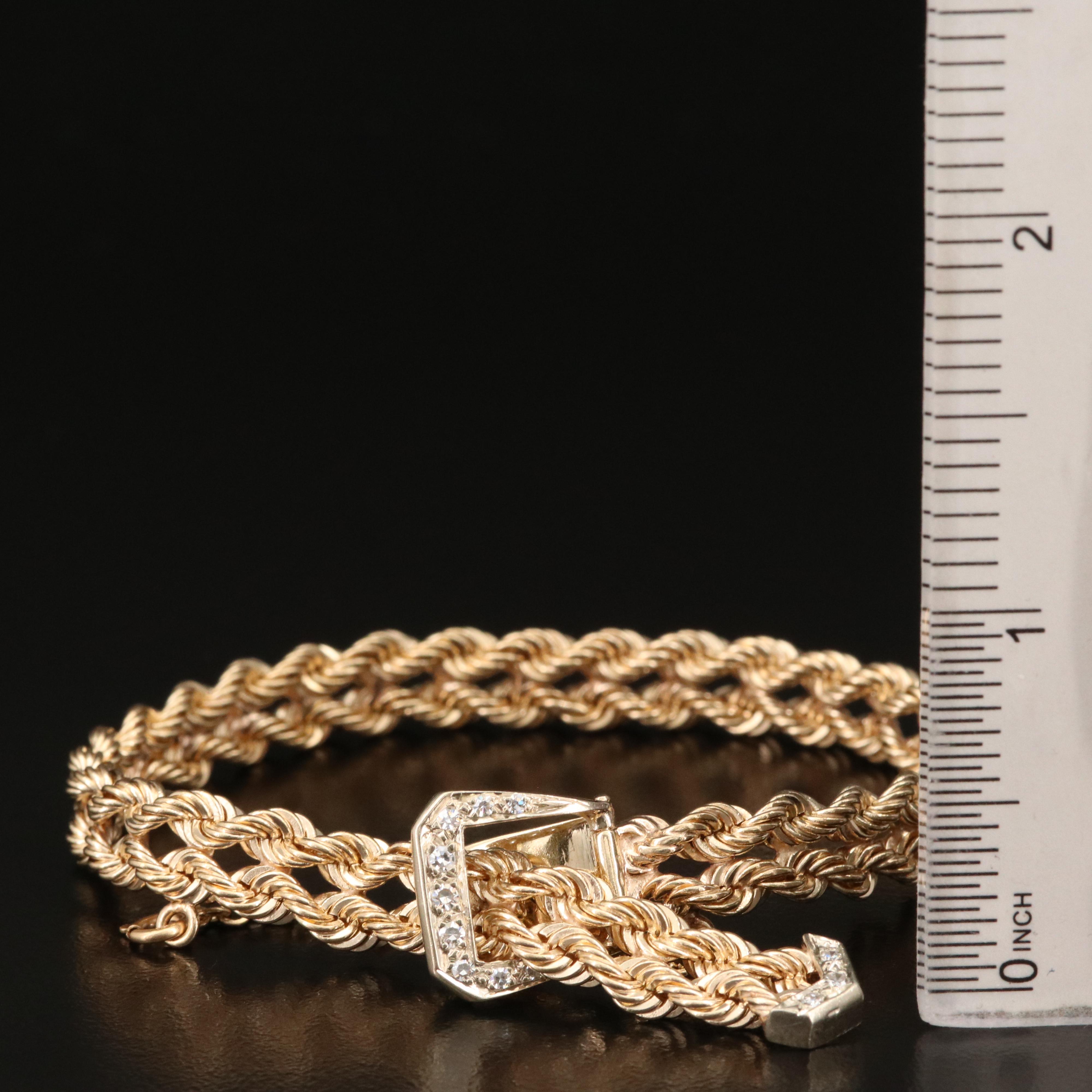 Vintage 14K Diamond Jarretiére Bracelet