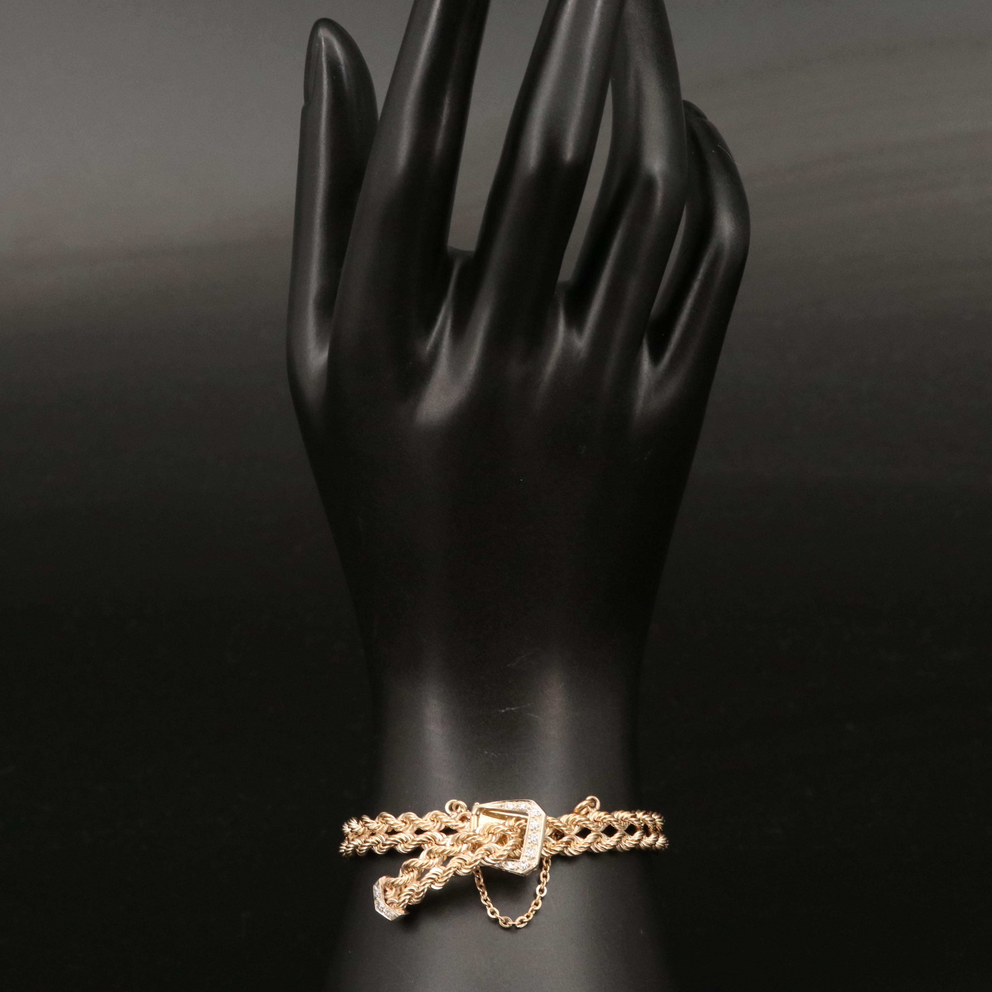 Vintage 14K Diamond Jarretiére Bracelet