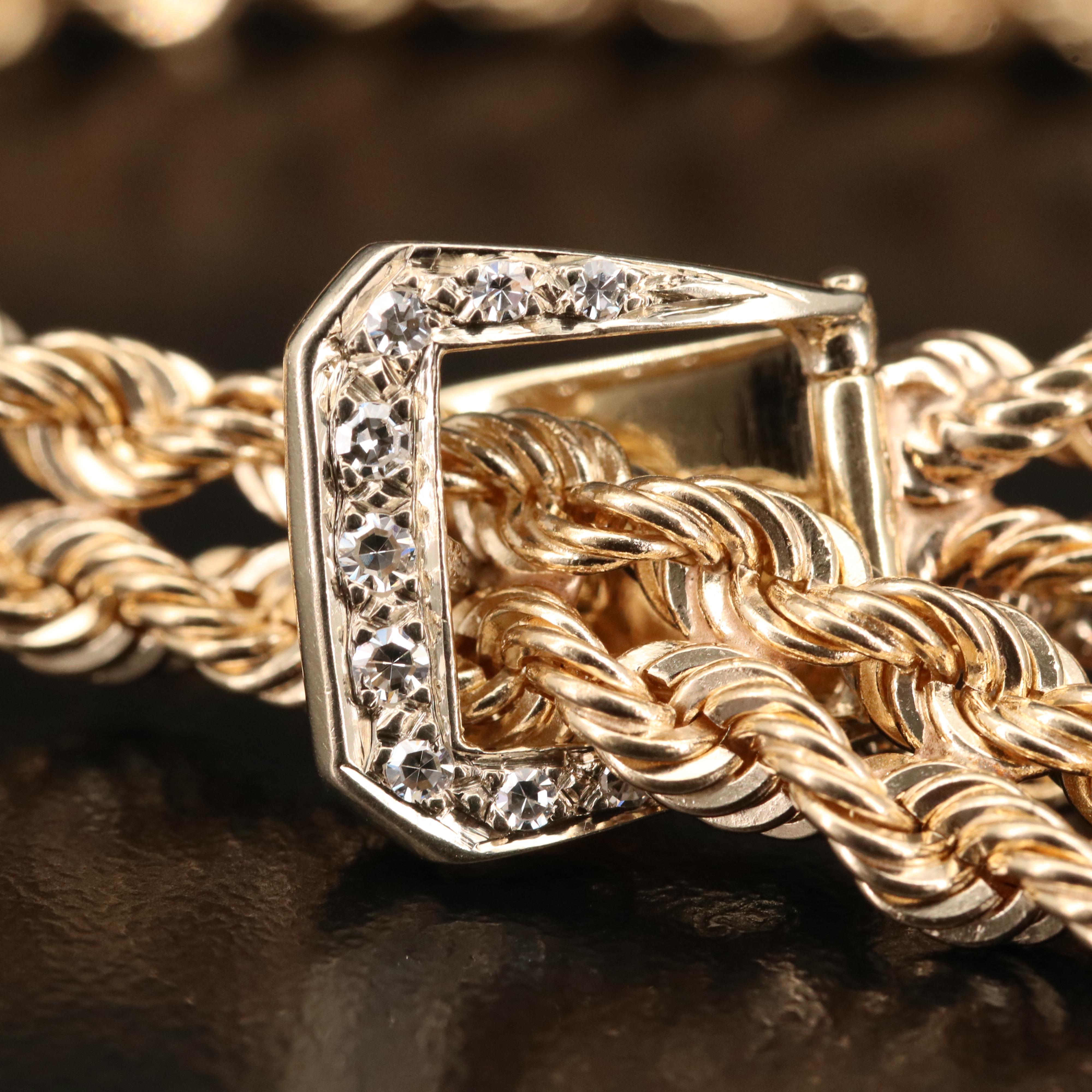 Vintage 14K Diamond Jarretiére Bracelet