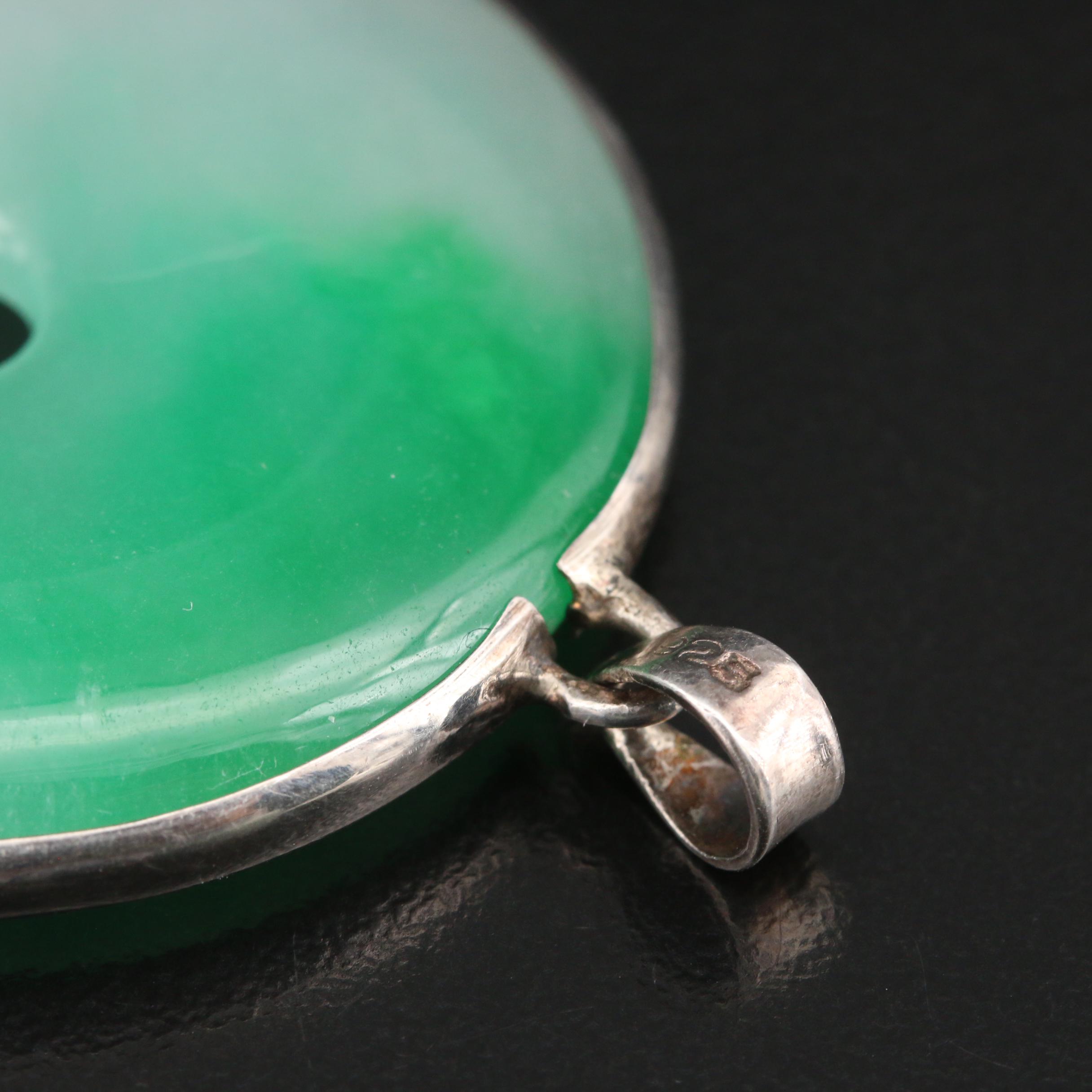 Jadeite Bi Pendant and Carved Jadeite Necklace