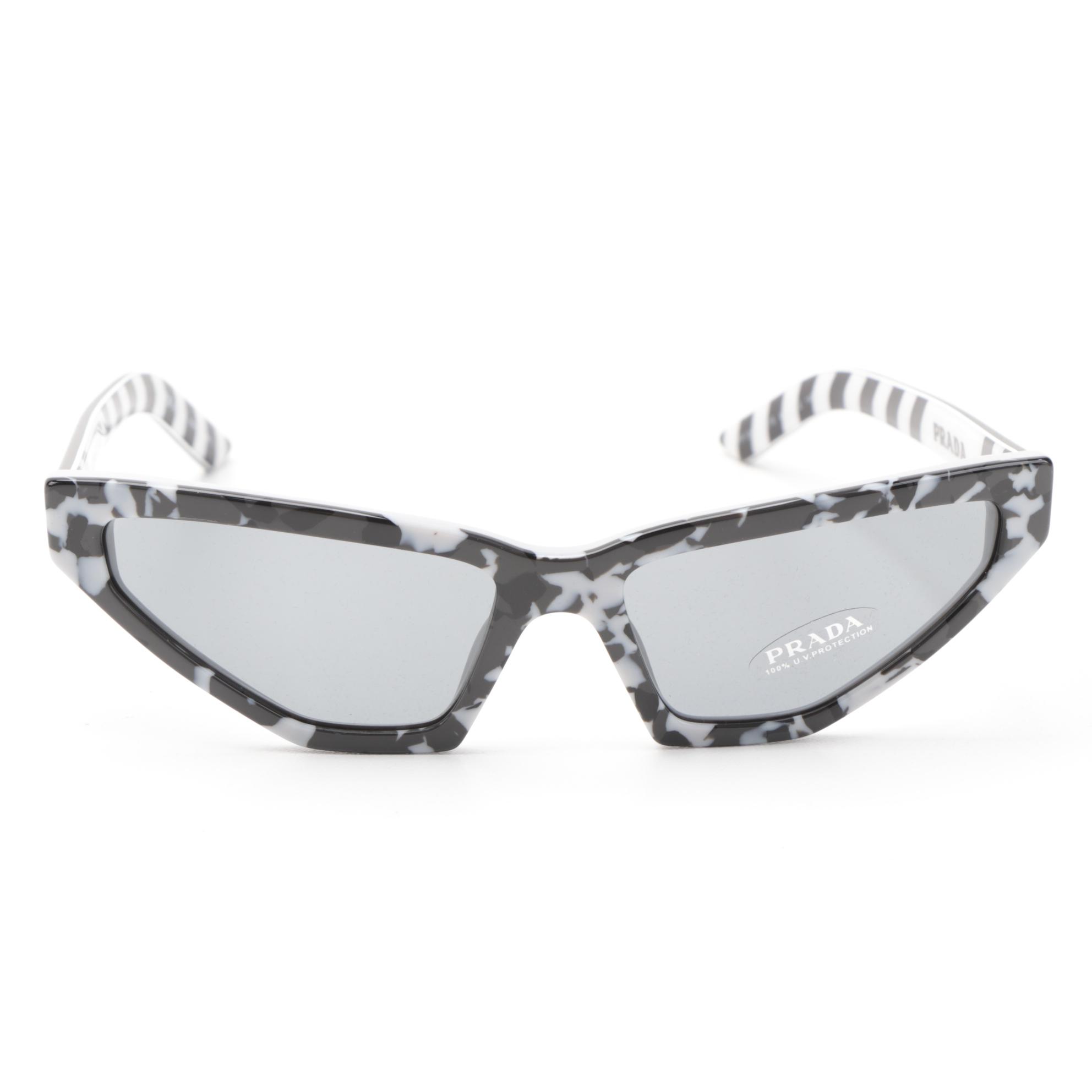 Prada SPR12V Black and White Modified Cat Eye Sunglasses with Case