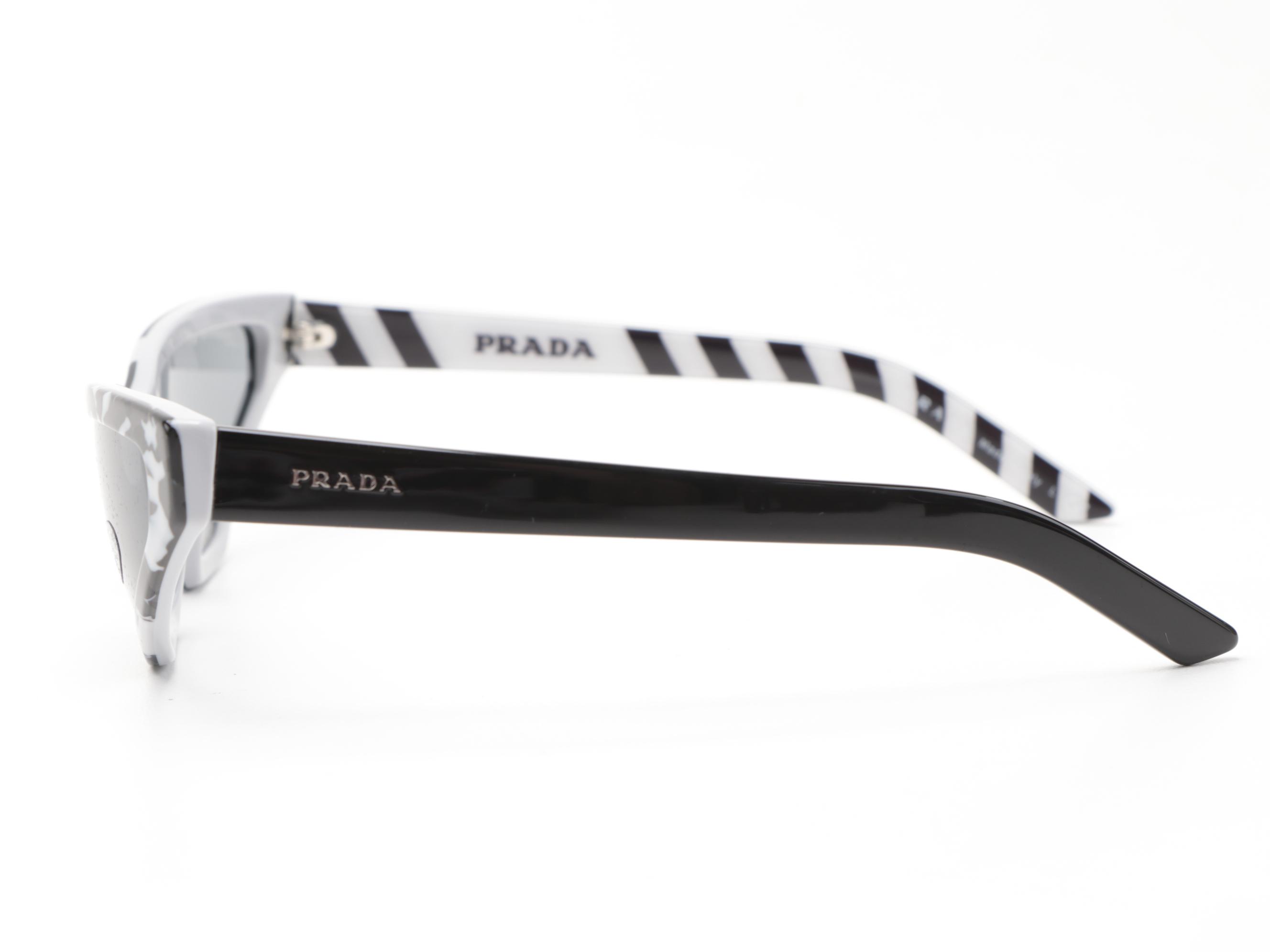 Prada SPR12V Black and White Modified Cat Eye Sunglasses with Case