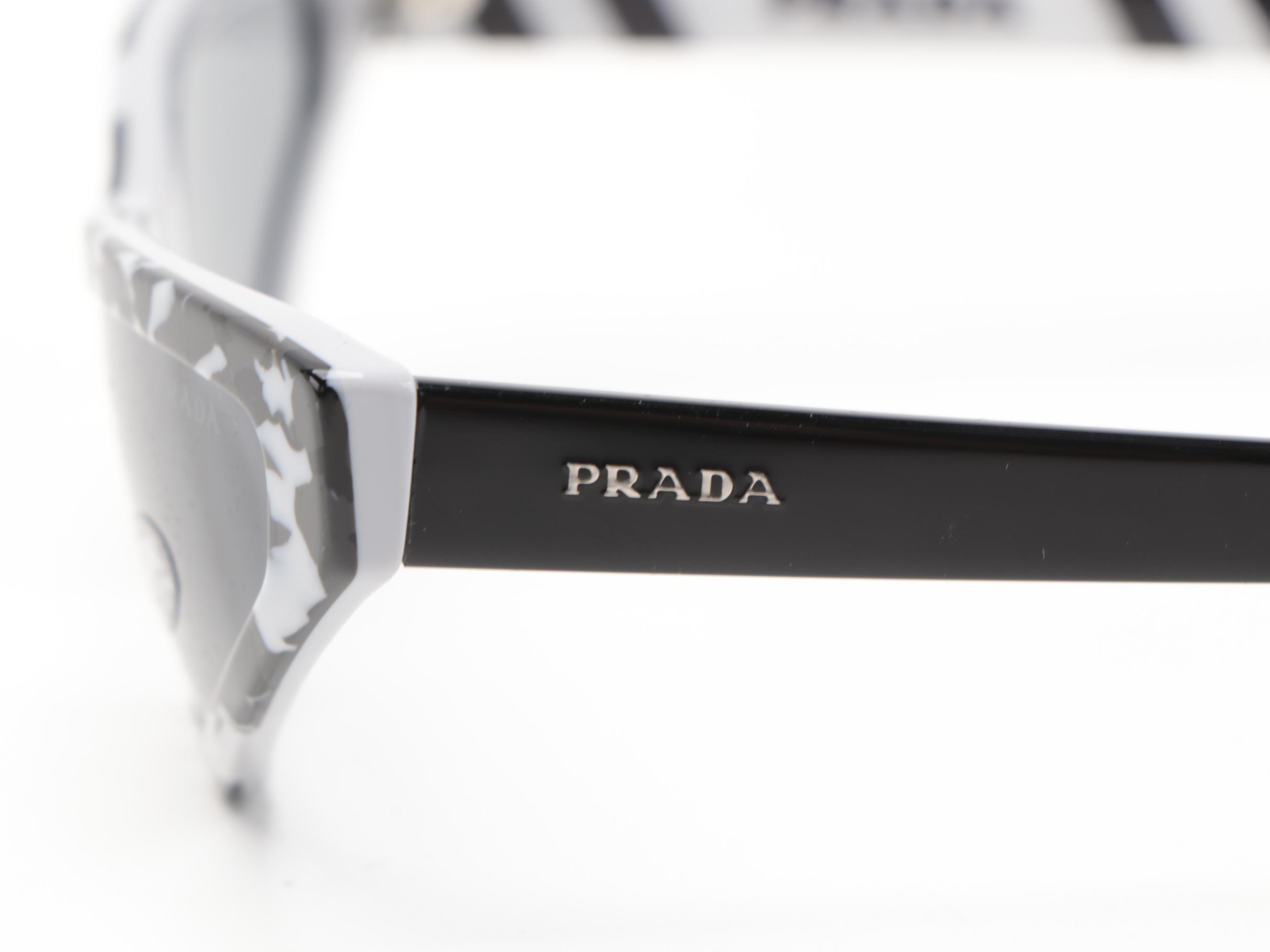 Prada SPR12V Black and White Modified Cat Eye Sunglasses with Case