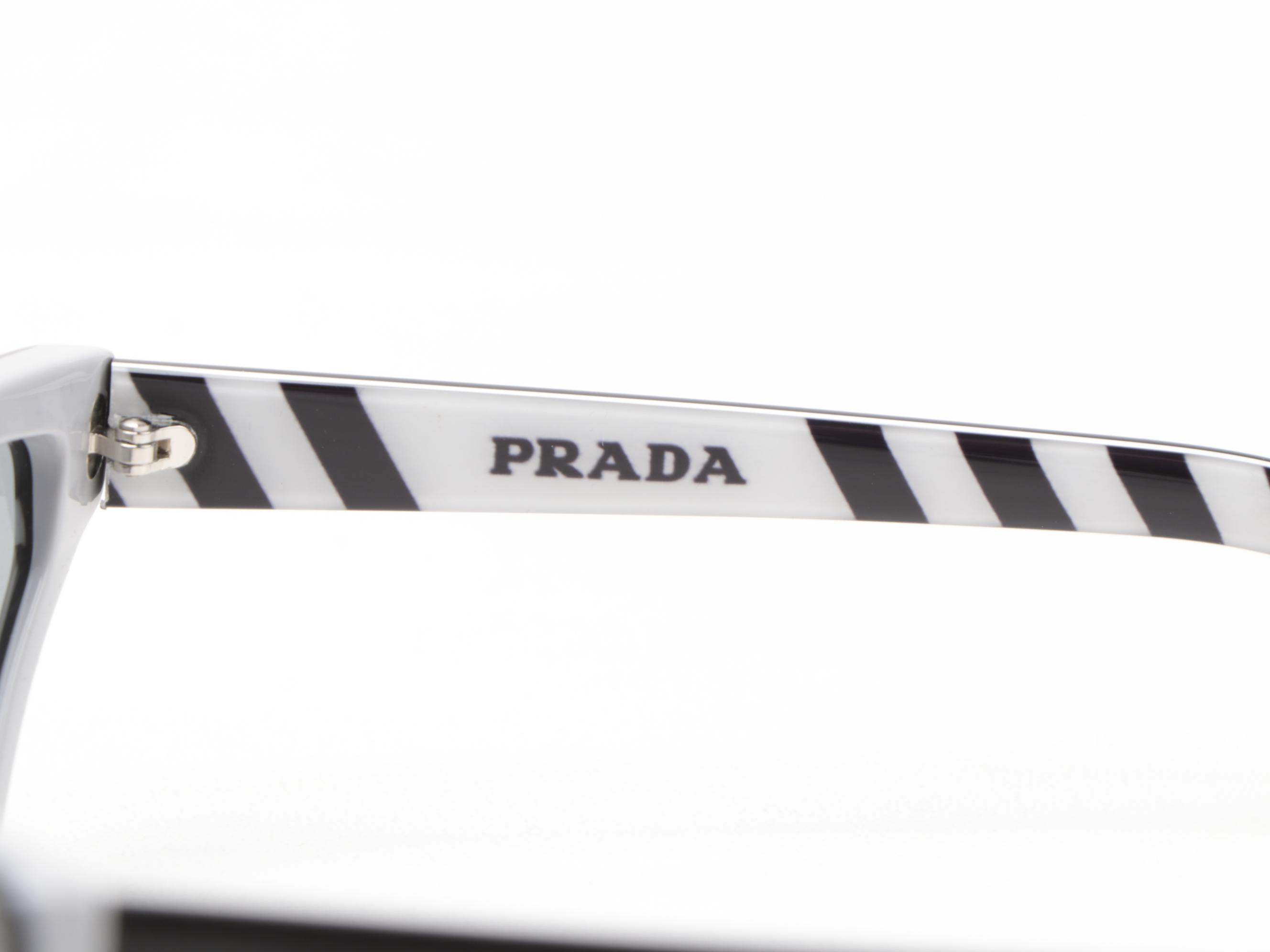 Prada SPR12V Black and White Modified Cat Eye Sunglasses with Case