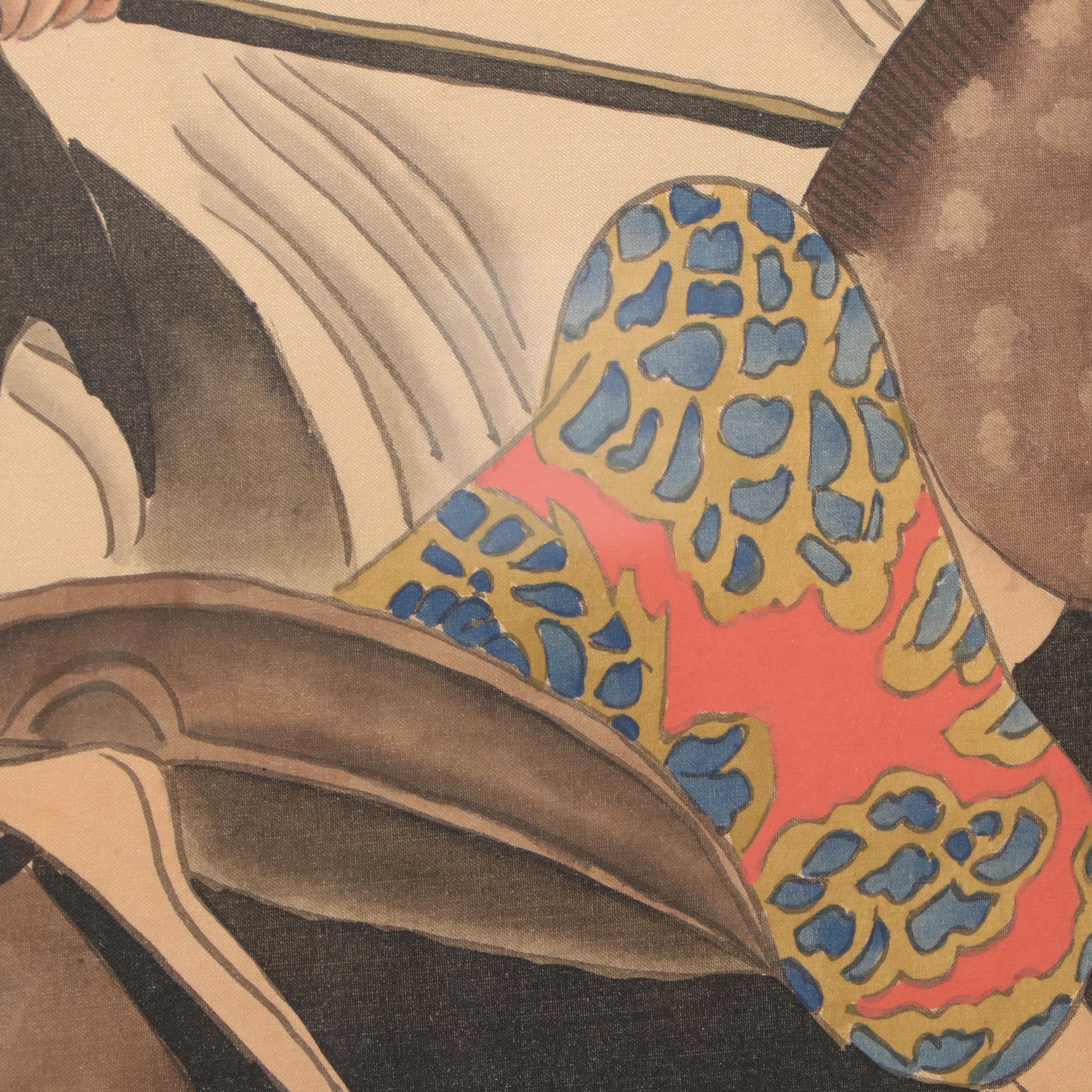 Watercolor Painting After Han Gan "Man Herding Horses"