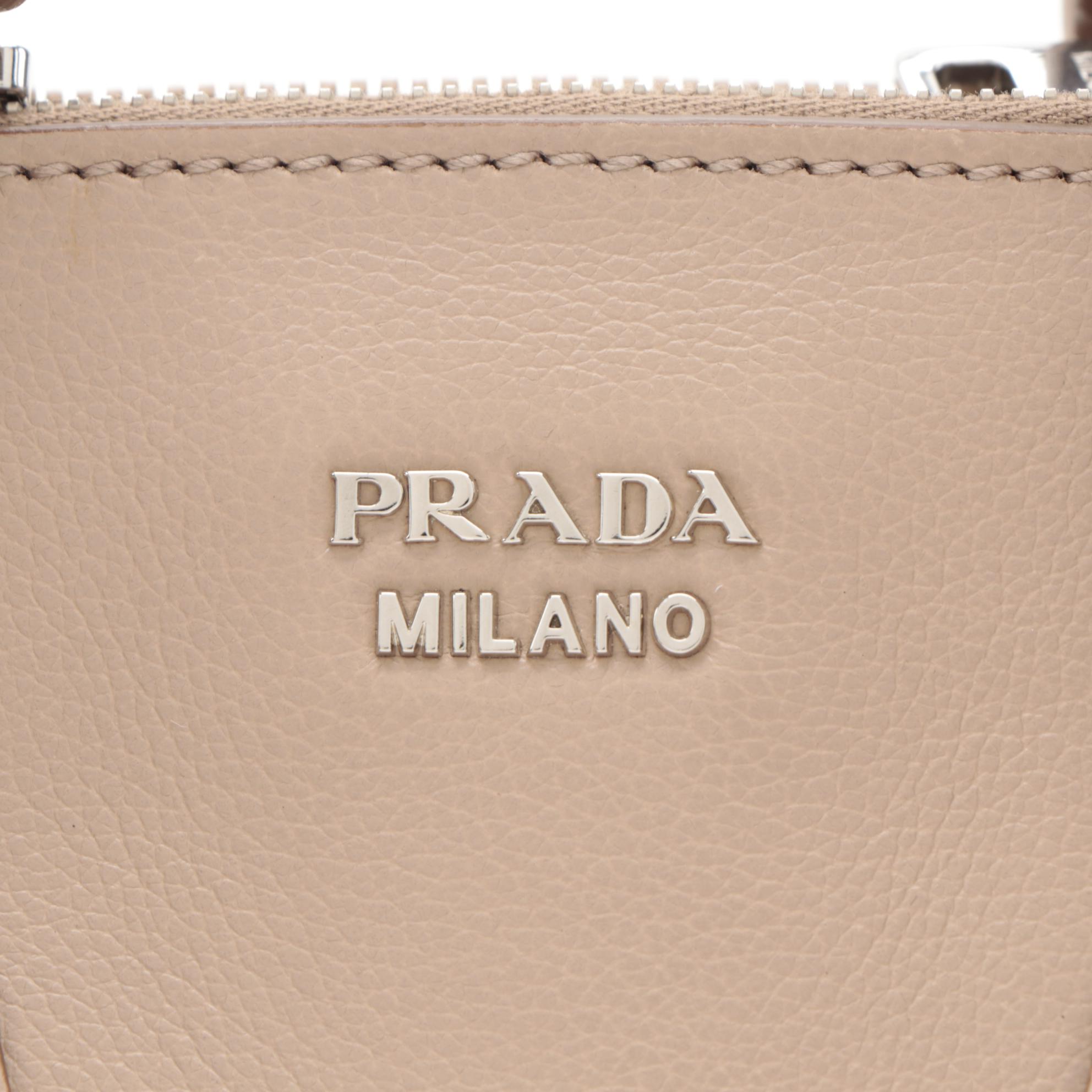 Prada Twin Pocket Bag in Glace Calfskin Leather and Suede