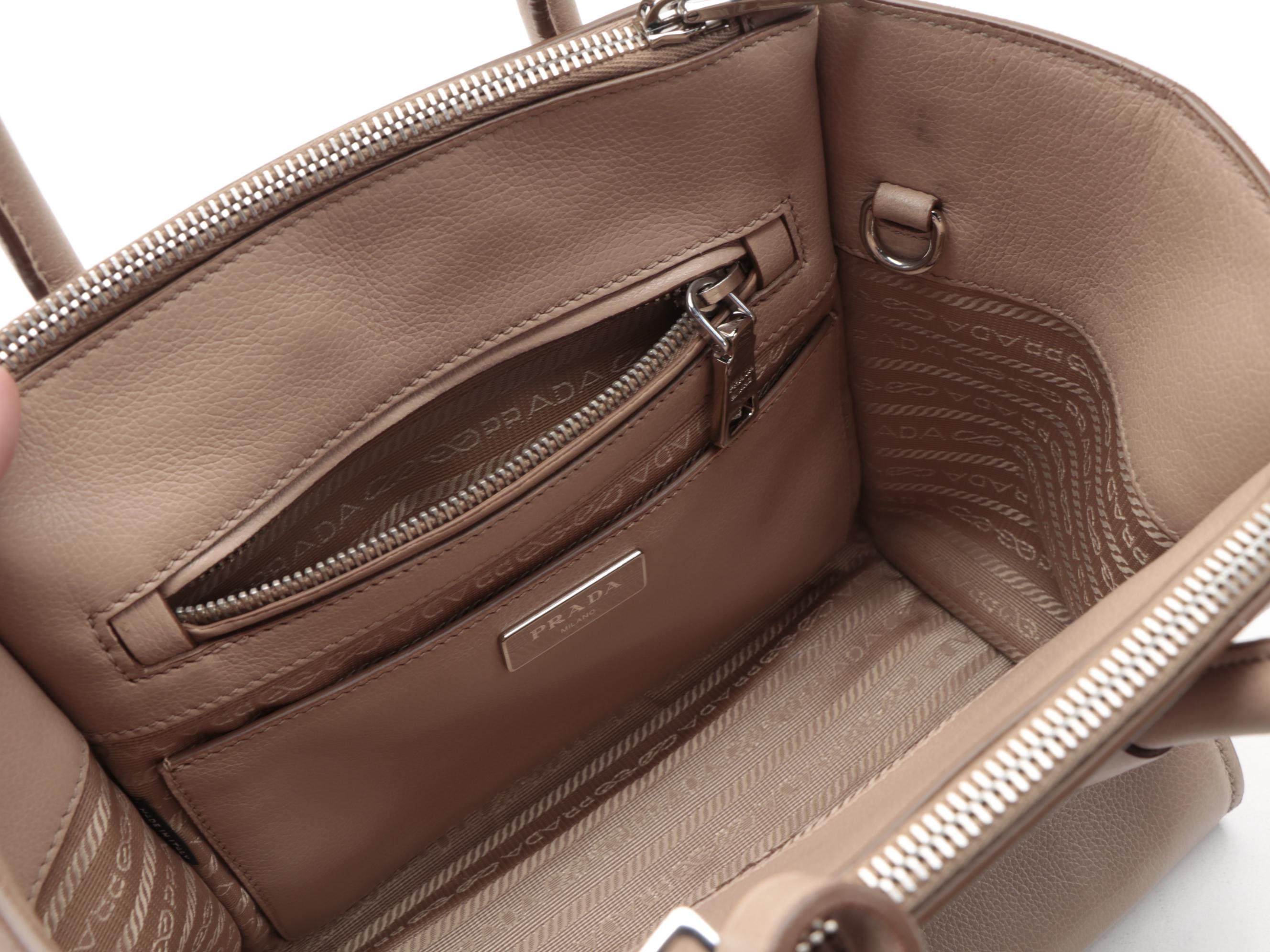 Prada Twin Pocket Bag in Glace Calfskin Leather and Suede