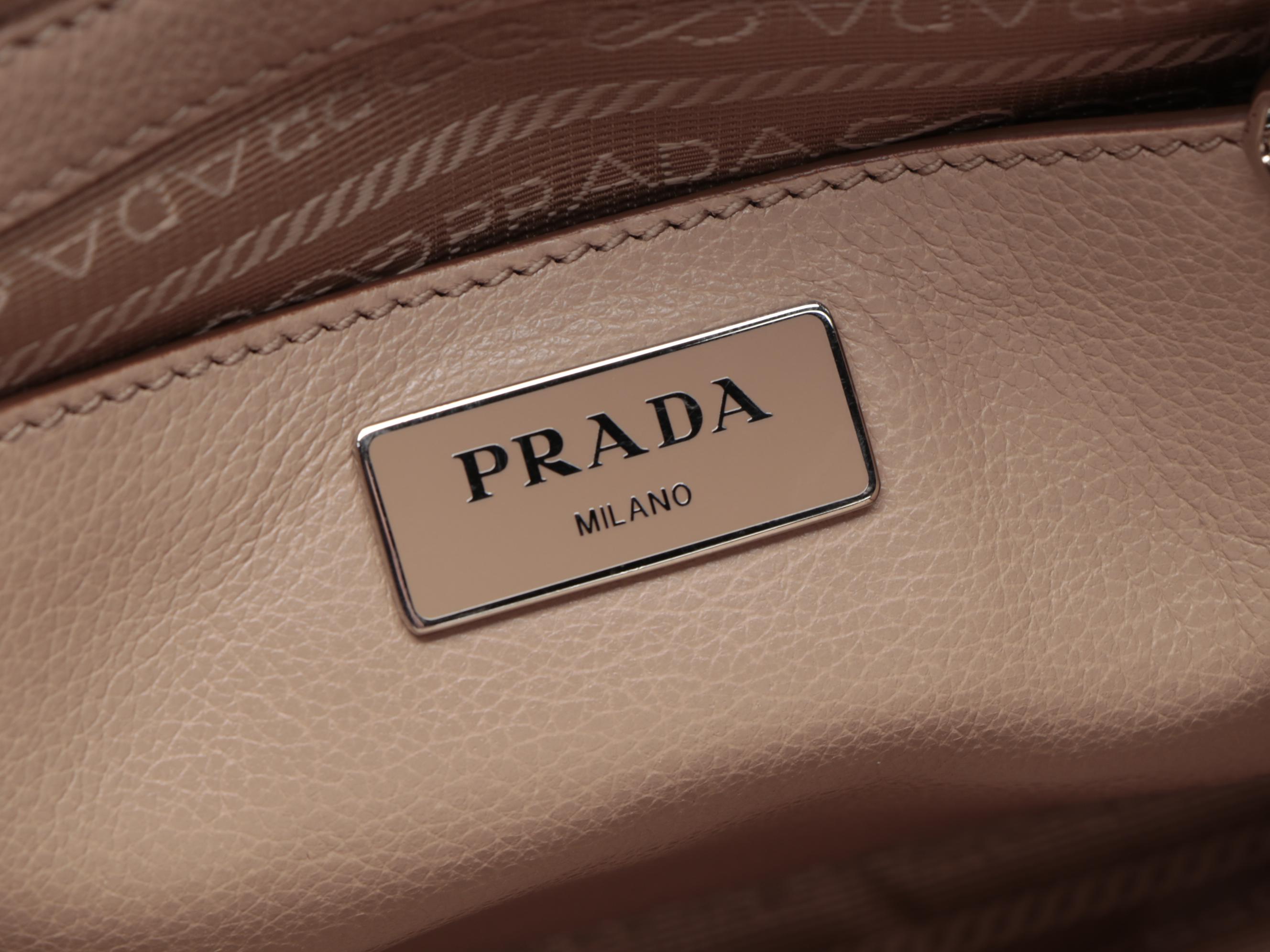 Prada Twin Pocket Bag in Glace Calfskin Leather and Suede