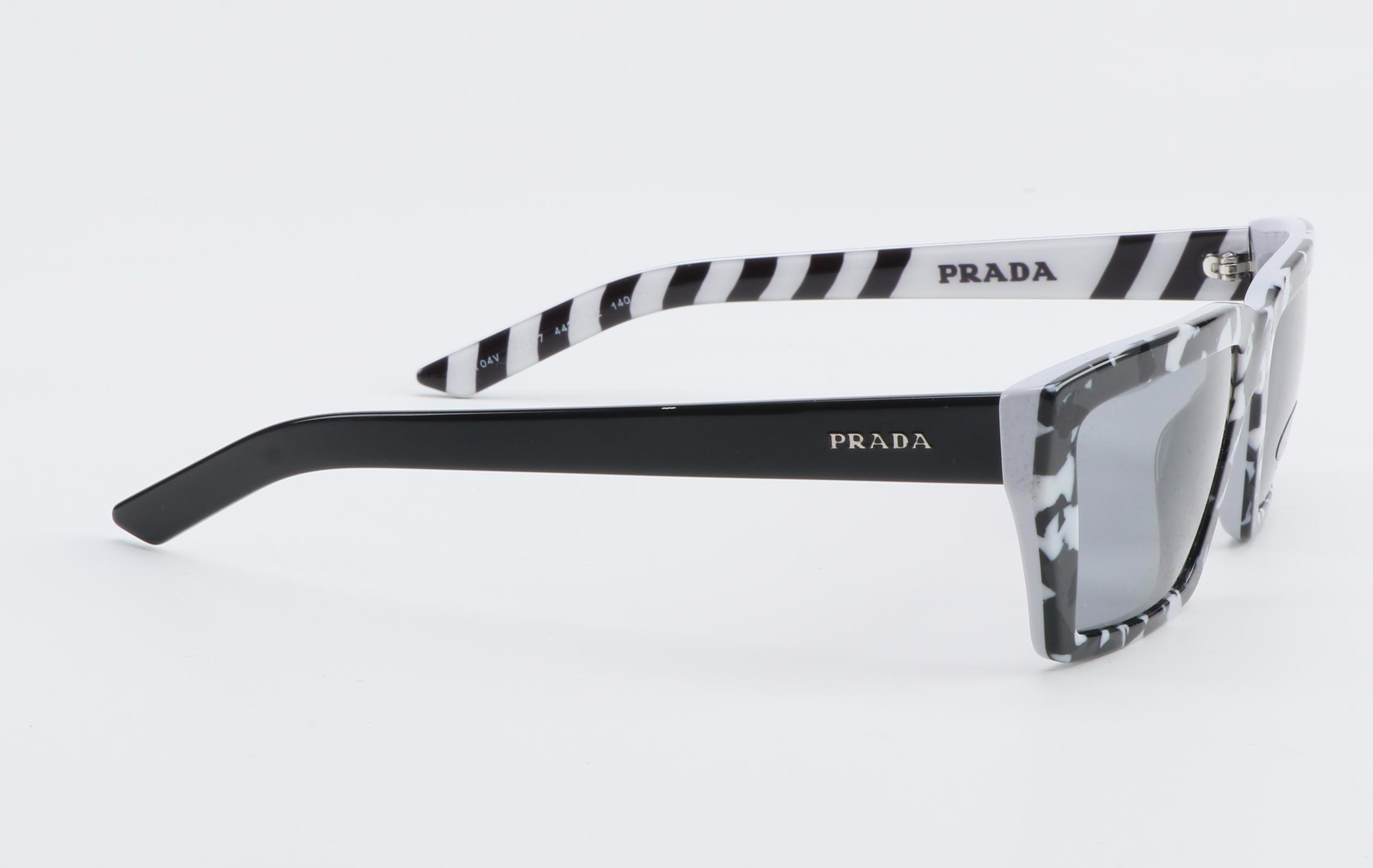 Prada SPR 04V Speckled Acetate Rectangular Sunglasses with Case