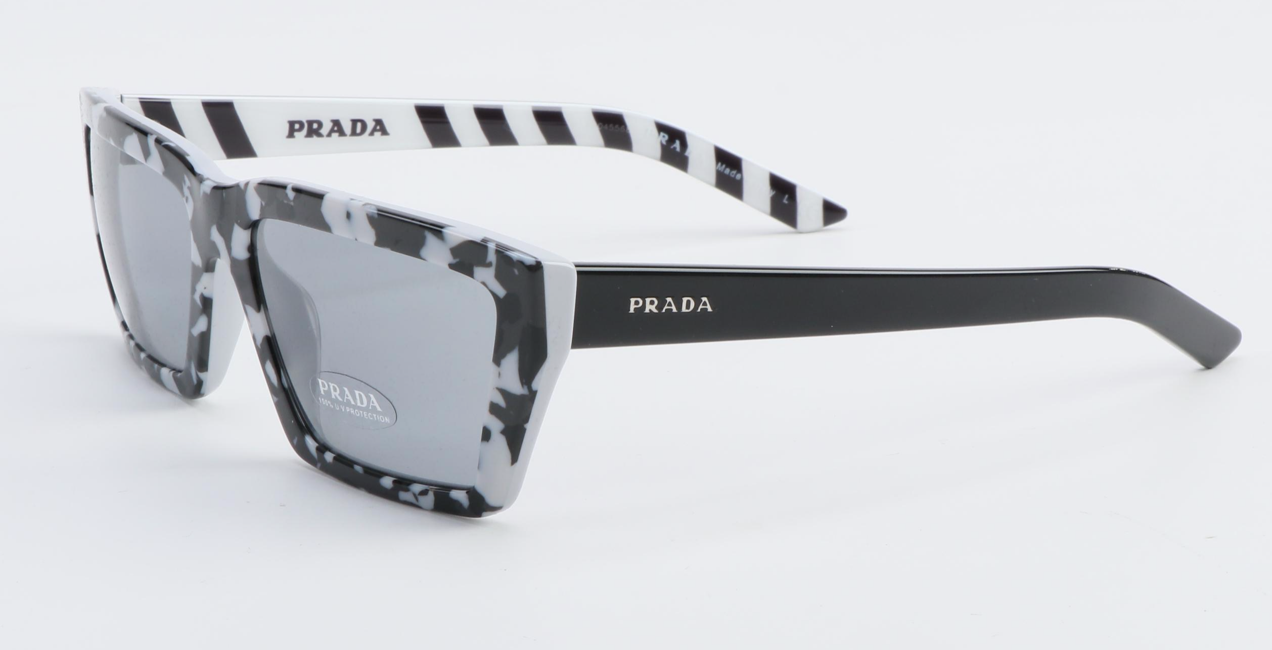 Prada SPR 04V Speckled Acetate Rectangular Sunglasses with Case