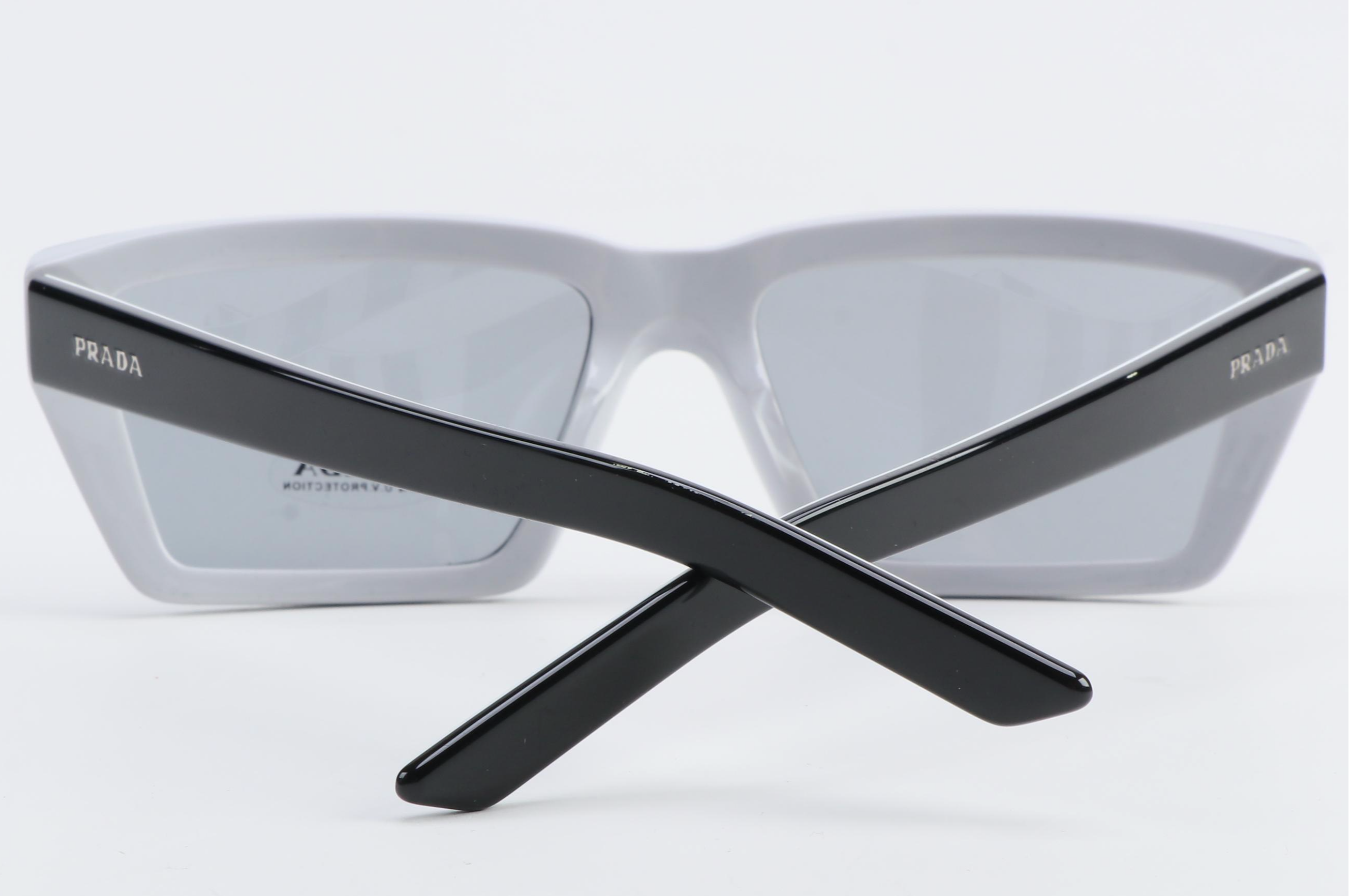 Prada SPR 04V Speckled Acetate Rectangular Sunglasses with Case