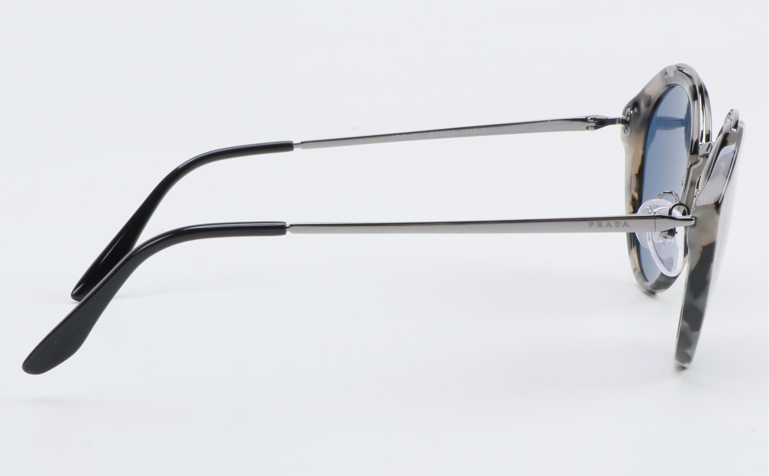 Prada SPR 18U Round Tortoise Brow Accent Sunglasses with Case and Box