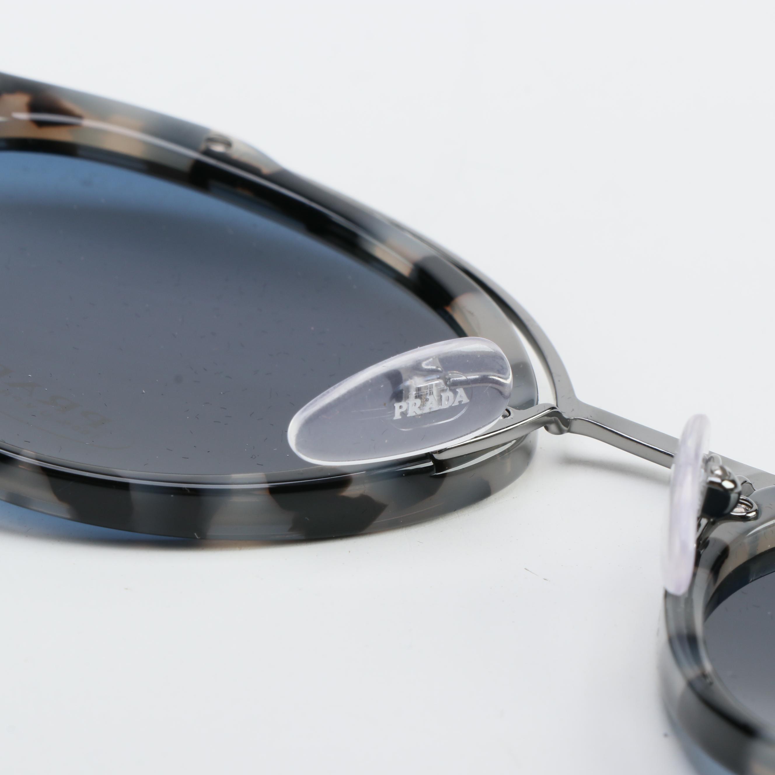 Prada SPR 18U Round Tortoise Brow Accent Sunglasses with Case and Box