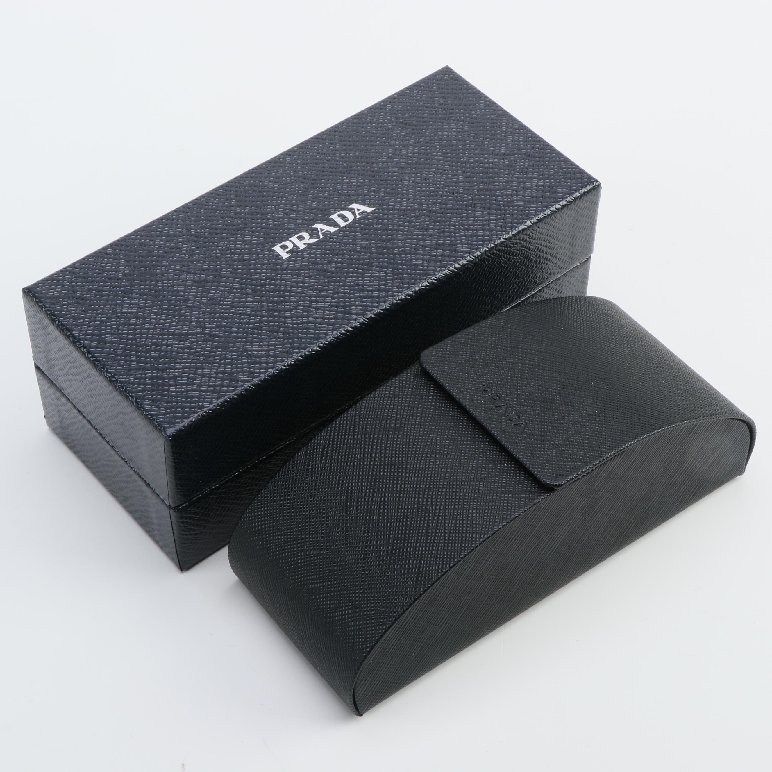 Prada SPR 18U Round Tortoise Brow Accent Sunglasses with Case and Box