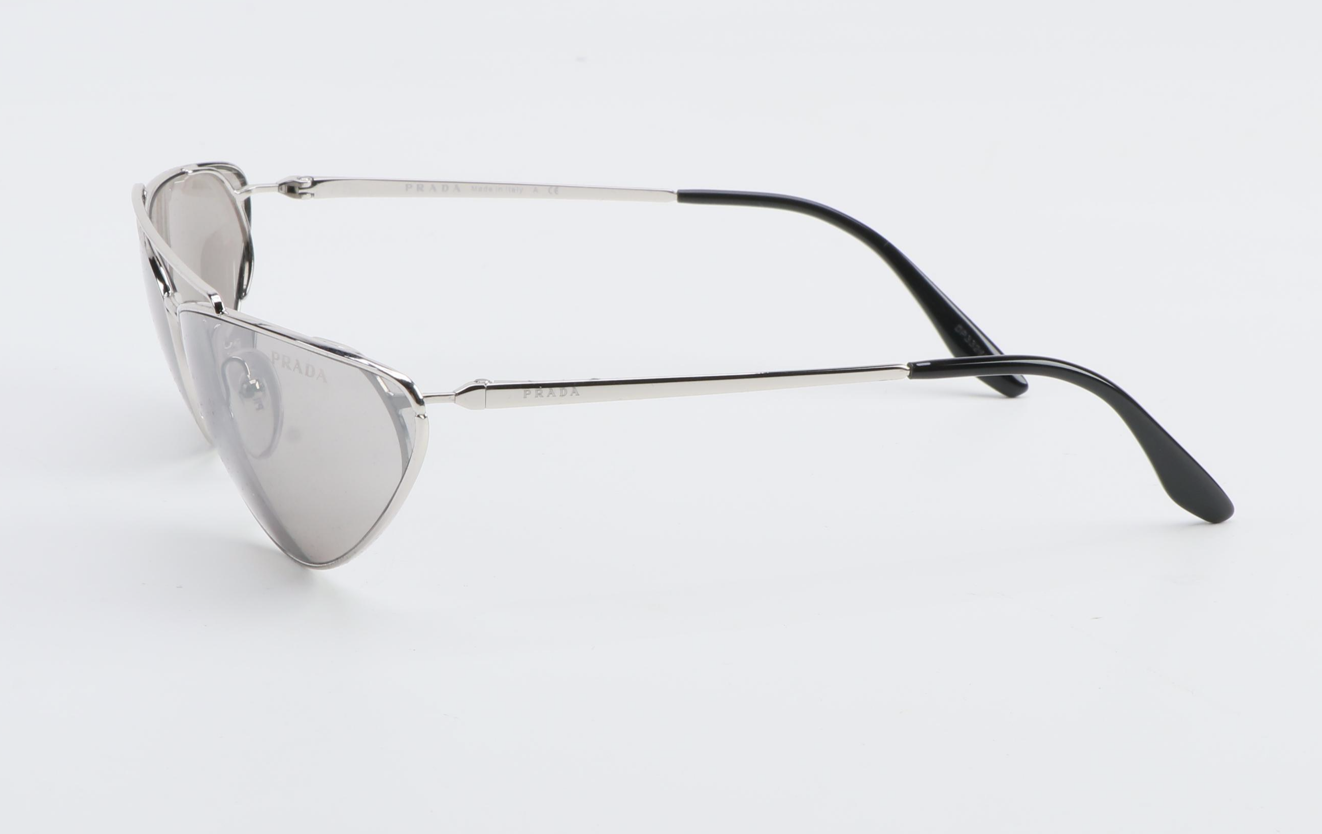 Prada SPR 62V Silver Tone Wire Sunglasses with Case