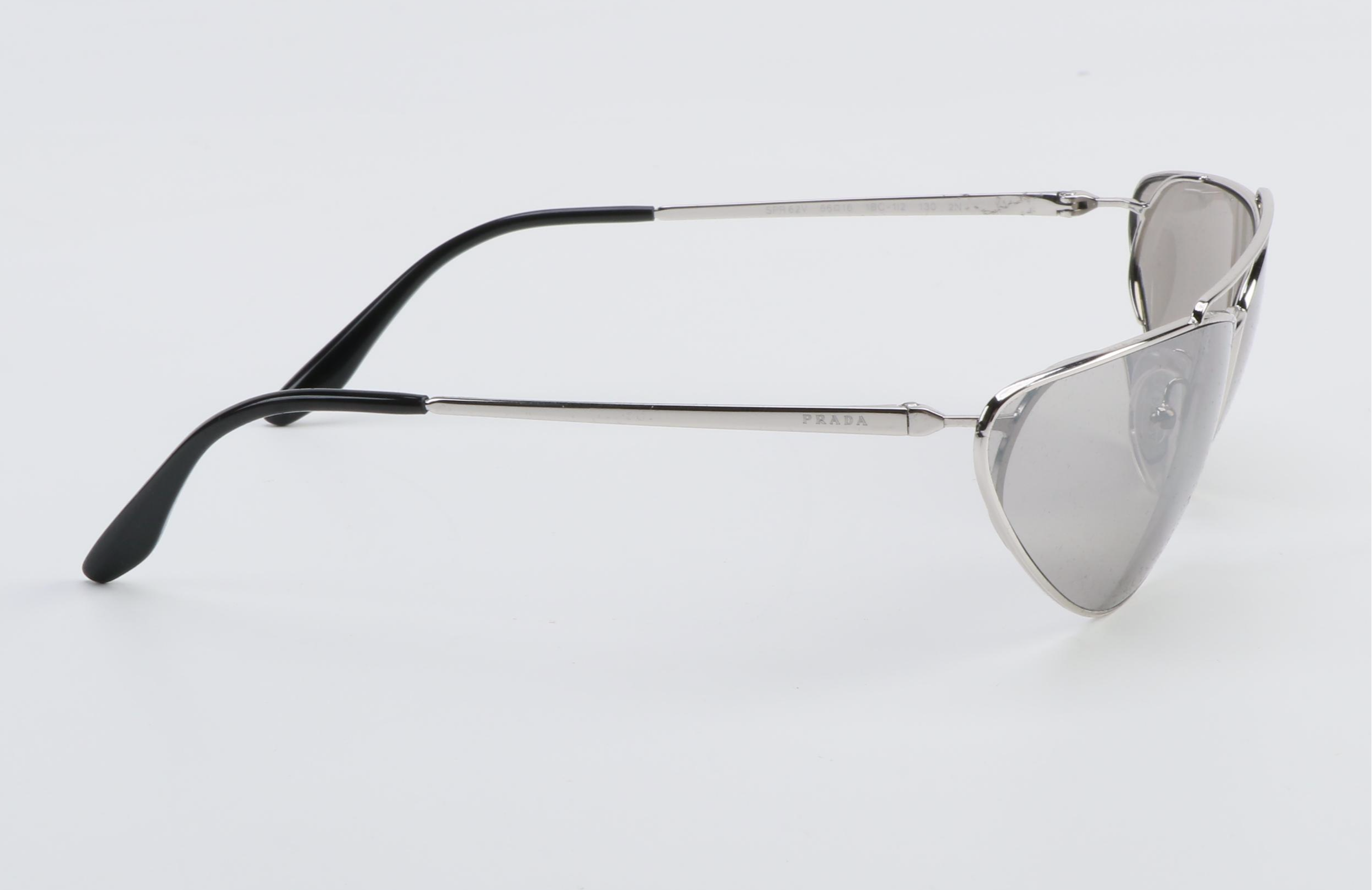 Prada SPR 62V Silver Tone Wire Sunglasses with Case