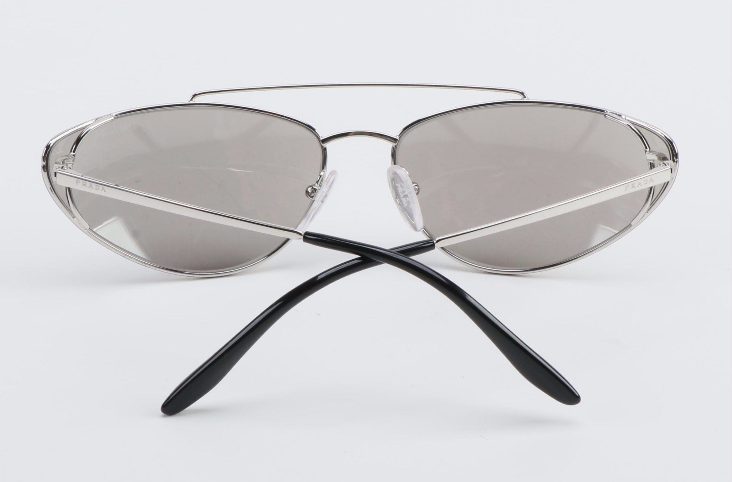 Prada SPR 62V Silver Tone Wire Sunglasses with Case